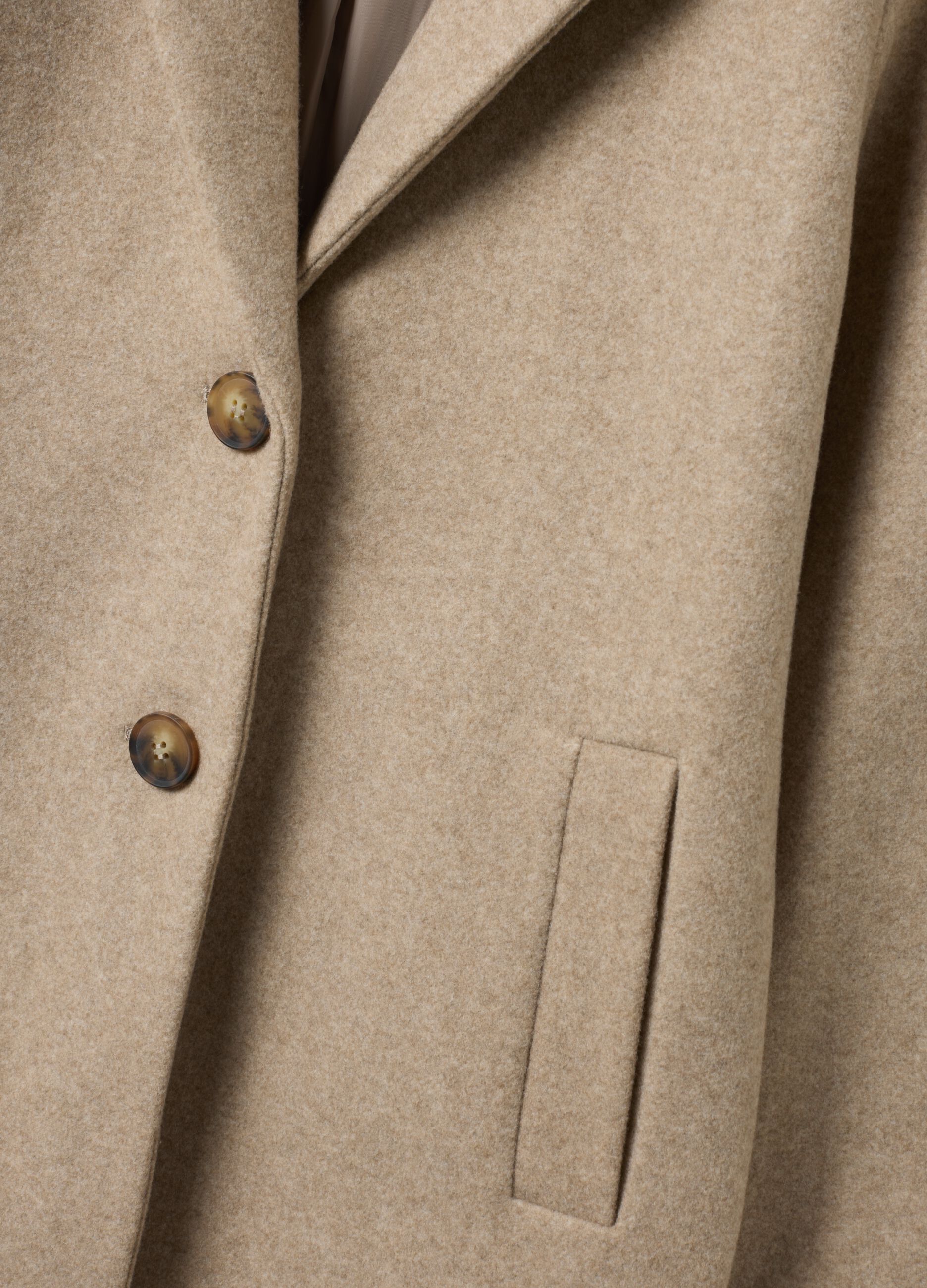Camel regular-fit coat with lapels and buttons