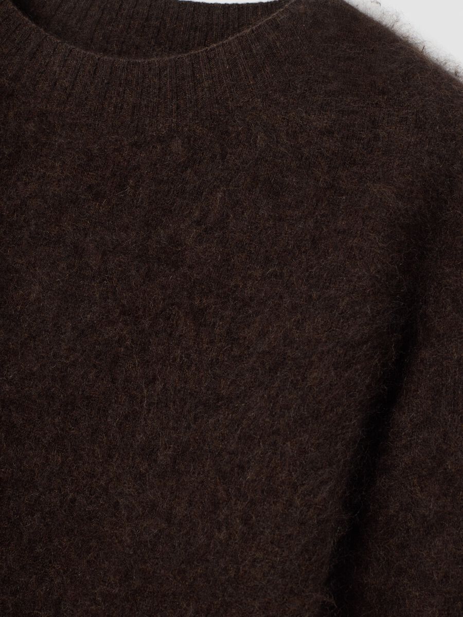 Brown crew-neck wool and cashmere-blend jumper, oversized fit_5