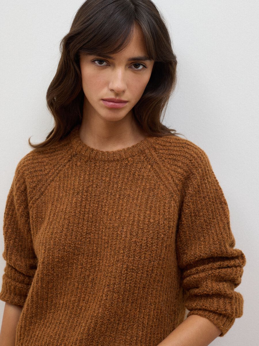 Brown regular-fit ribbed stretch-wool jumper_1