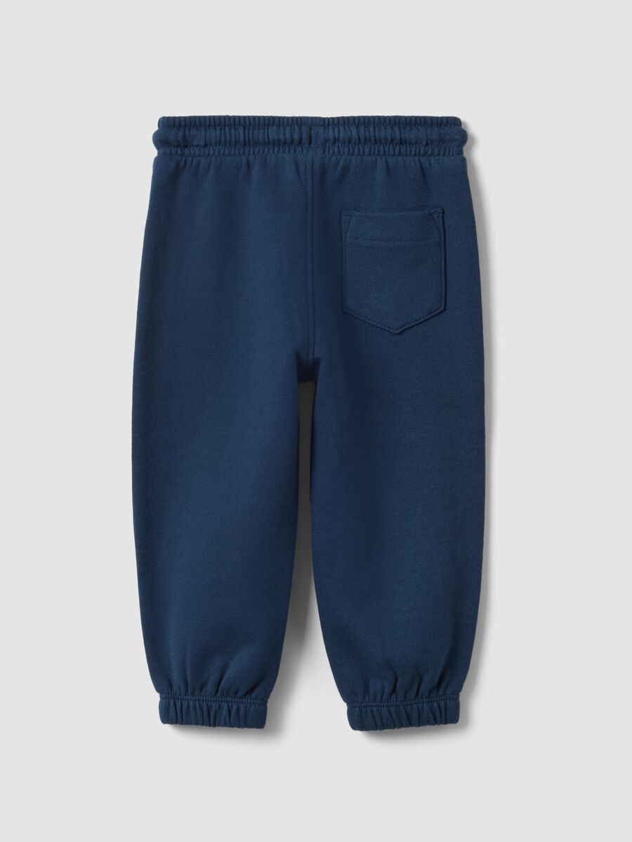 Blue organic cotton jogger trousers with drawstring for boys_1