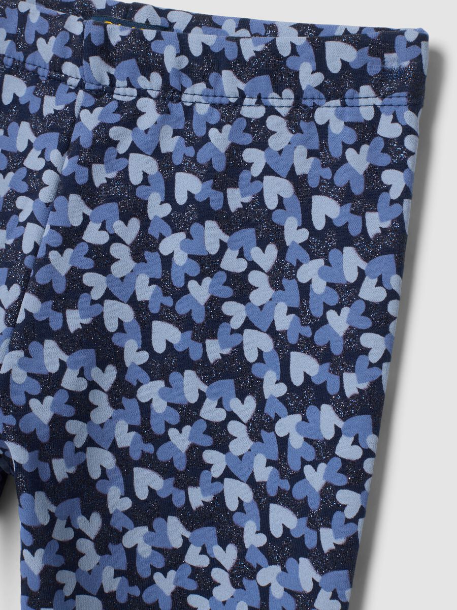 Blue skinny leggings in stretch organic cotton with heart print_2
