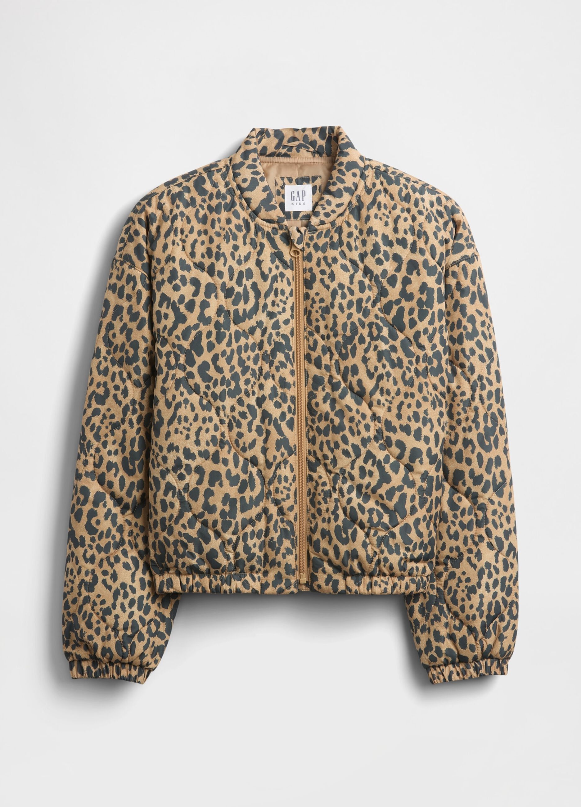 Beige Leopard Print Bomber Jacket