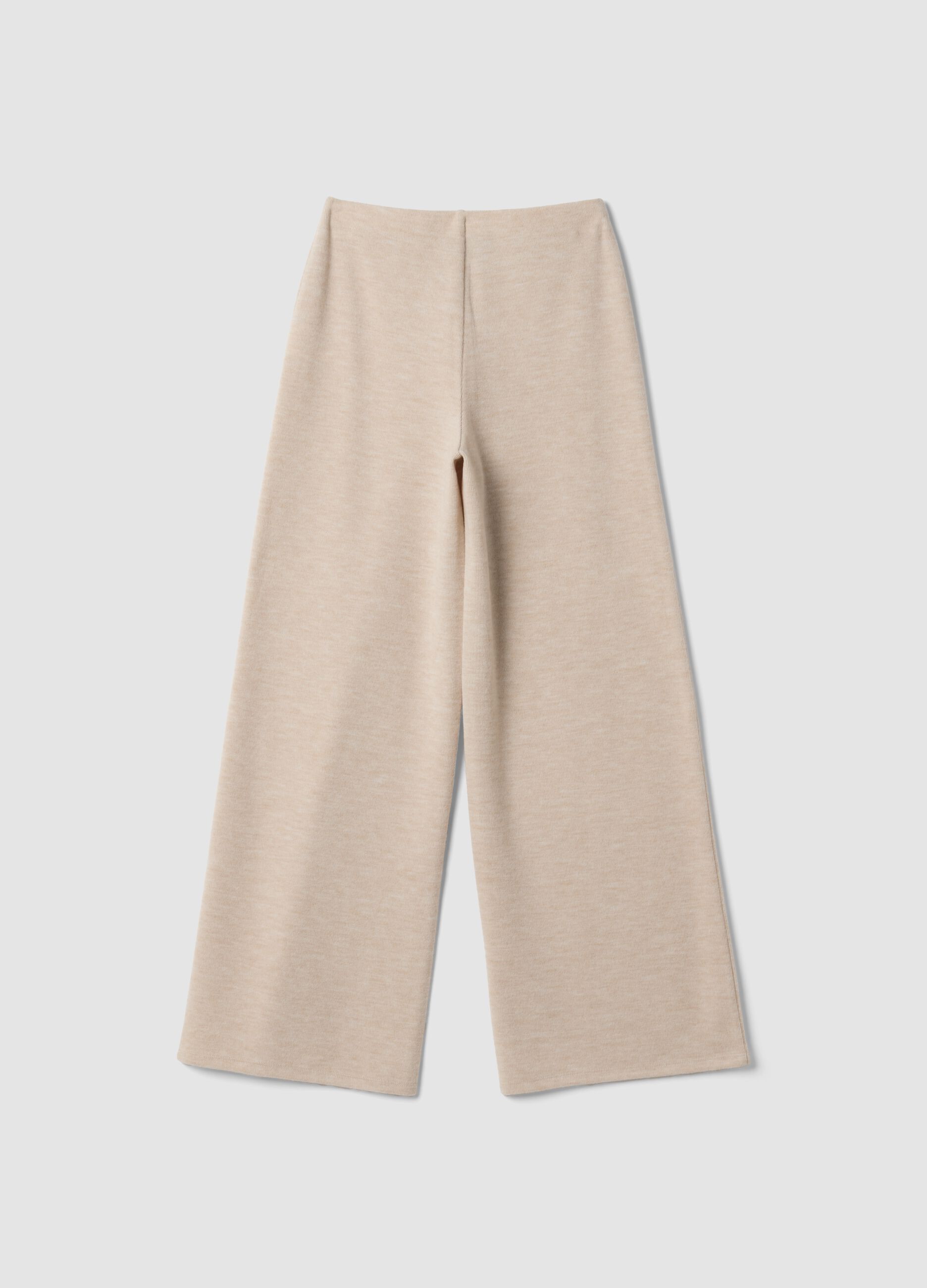 Beige relaxed-fit viscose-blend trousers
