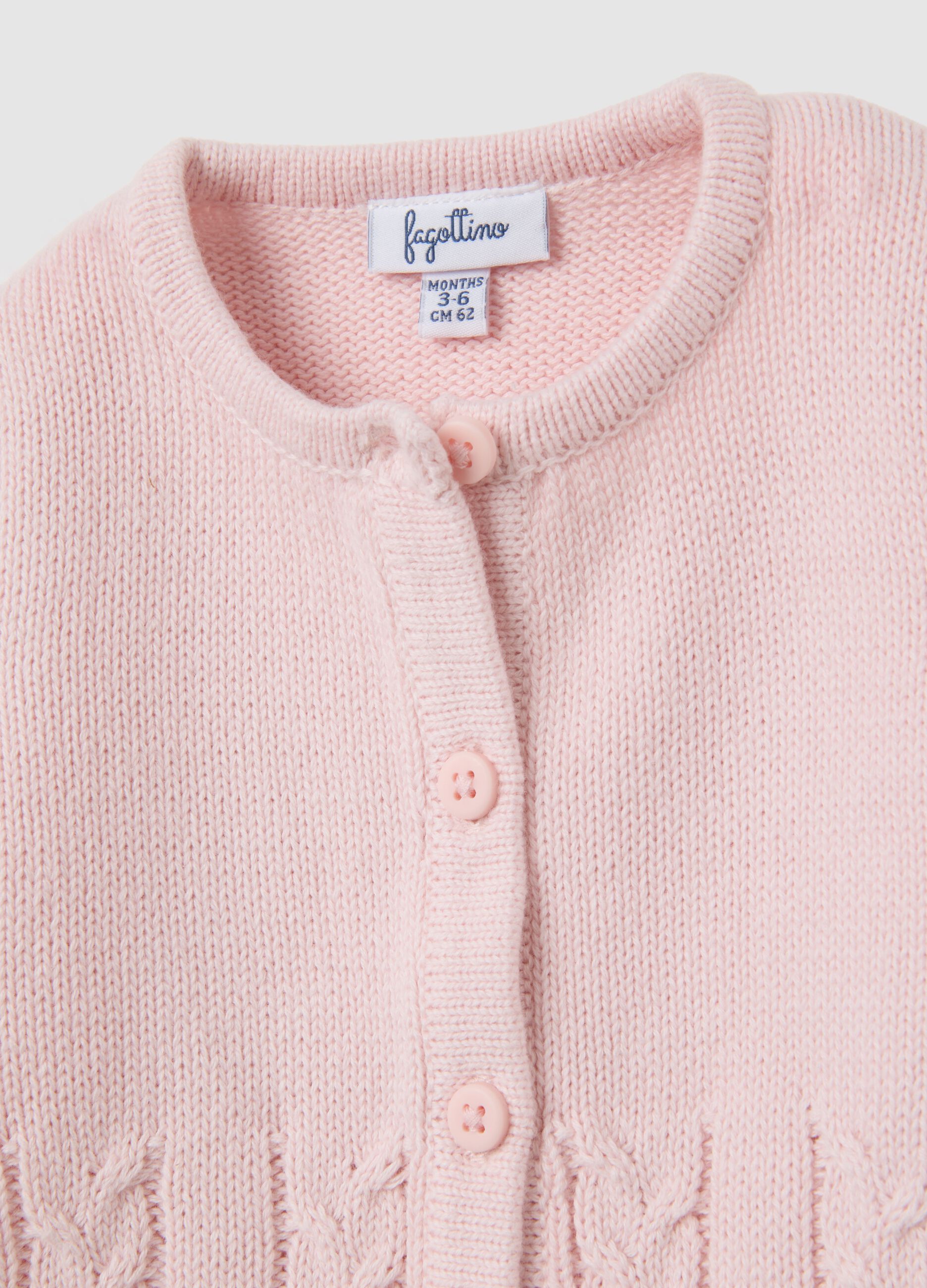 Baby girl's pink pure cotton cardigan regular fit