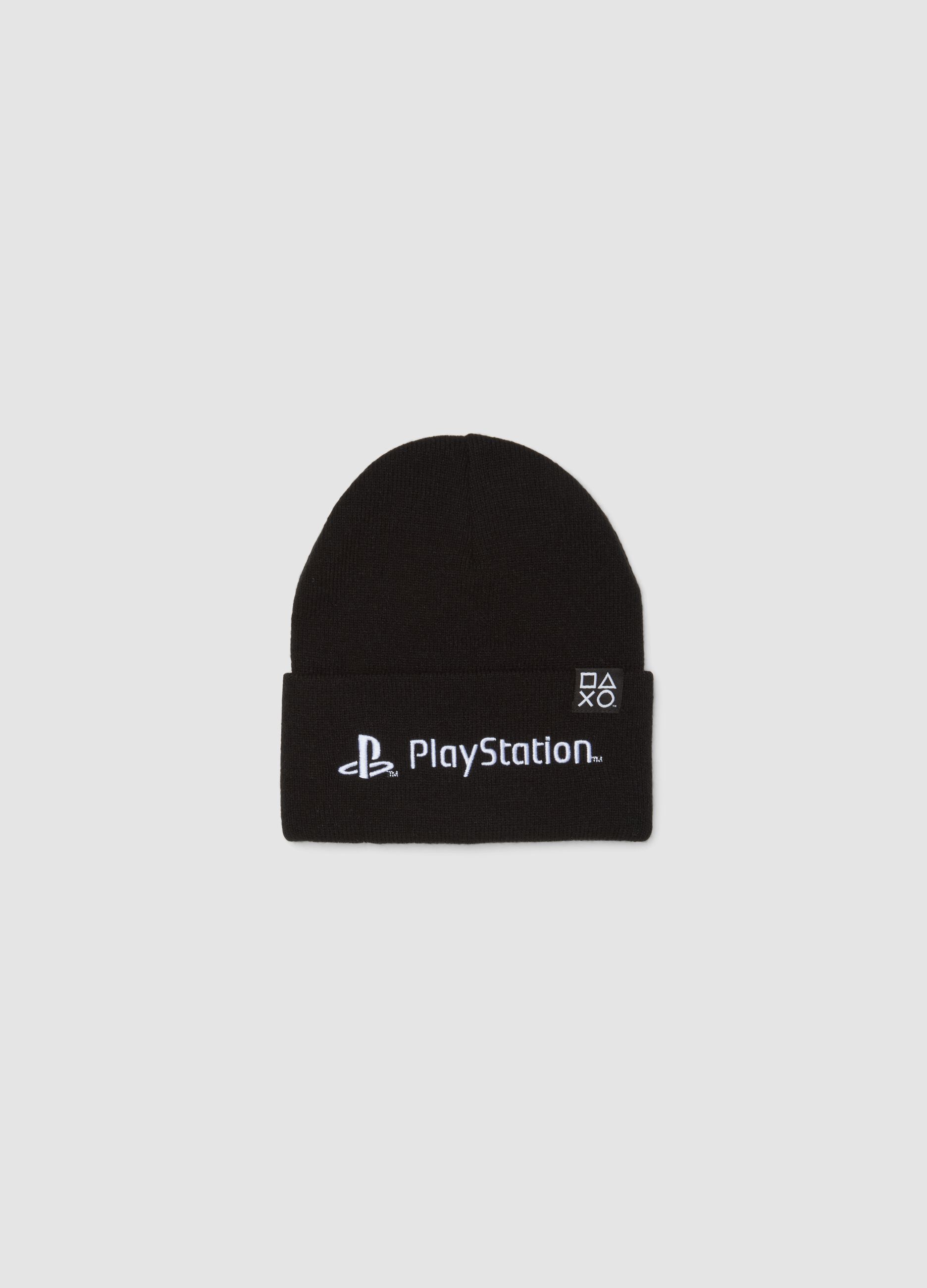 Cappello nero con risvolto e ricamo Playstation