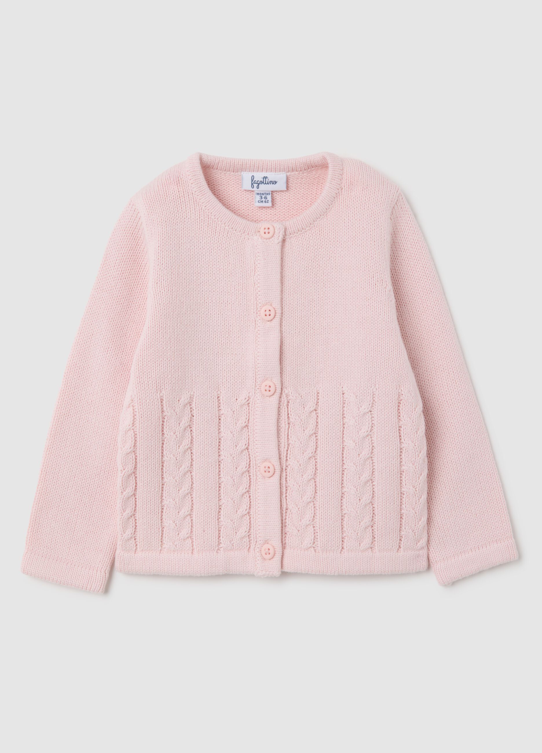 Baby girl's pink pure cotton cardigan regular fit