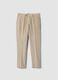 Pantaloni beige in cotone elasticizzato a coste_4