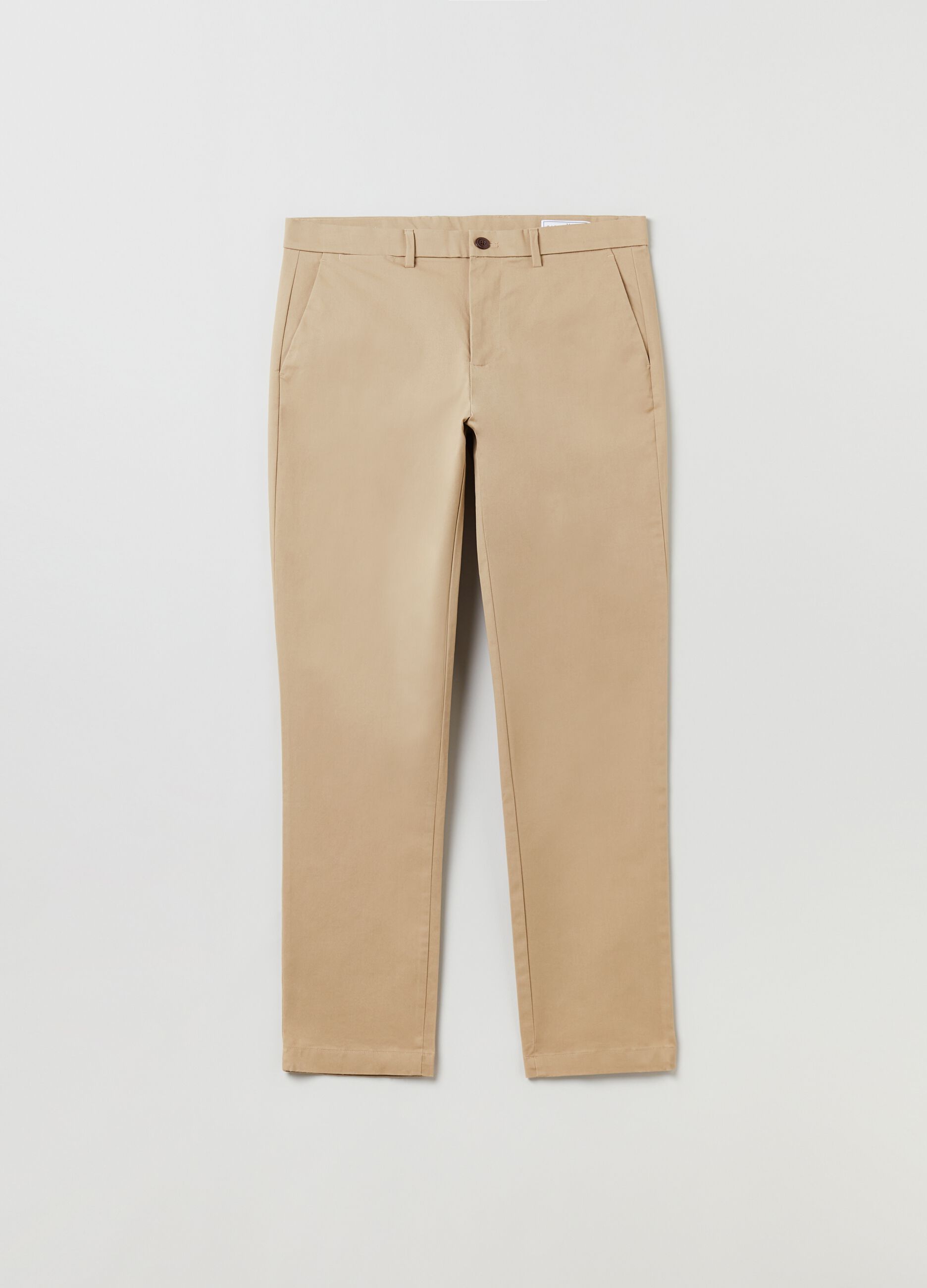 Stretch cotton slim fit trousers