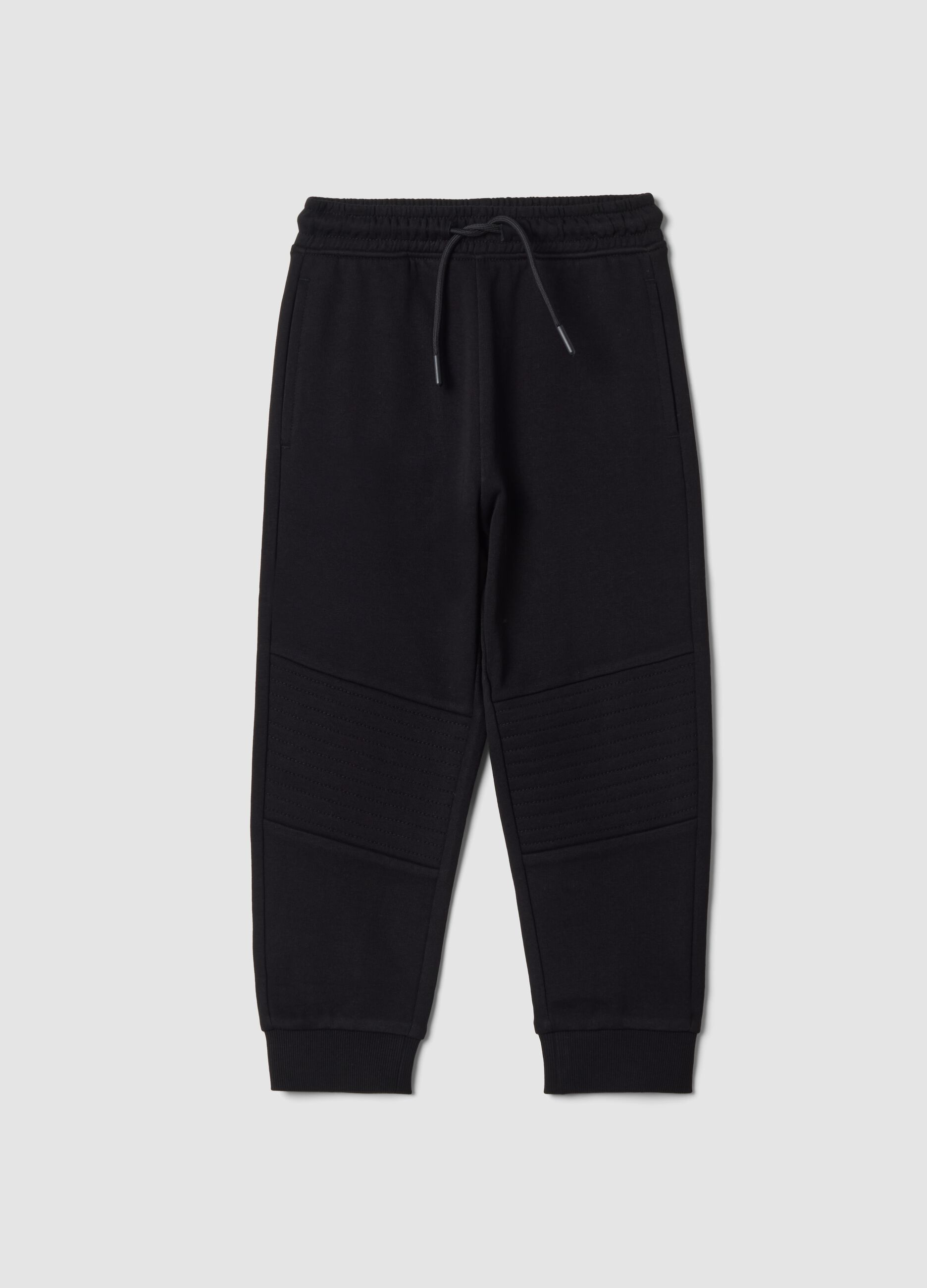 Pantaloni jogger neri in puro cotone regular fit