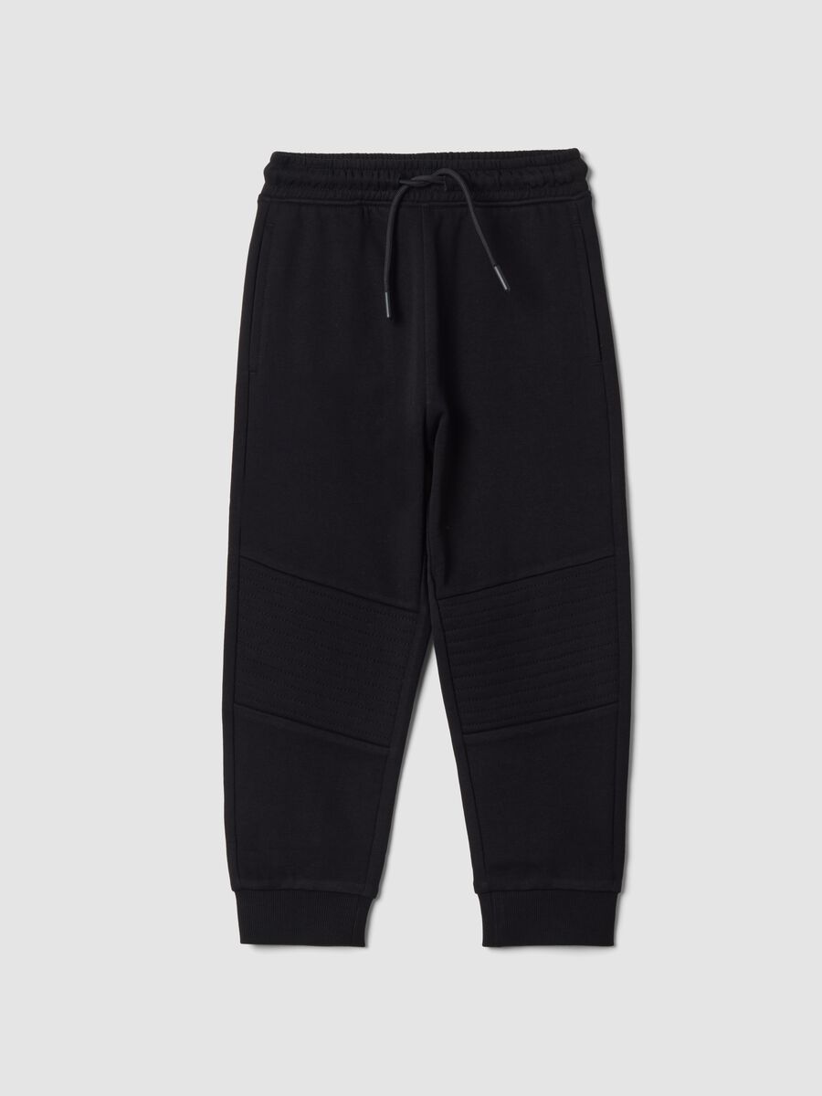 Black pure cotton joggers, regular fit_0