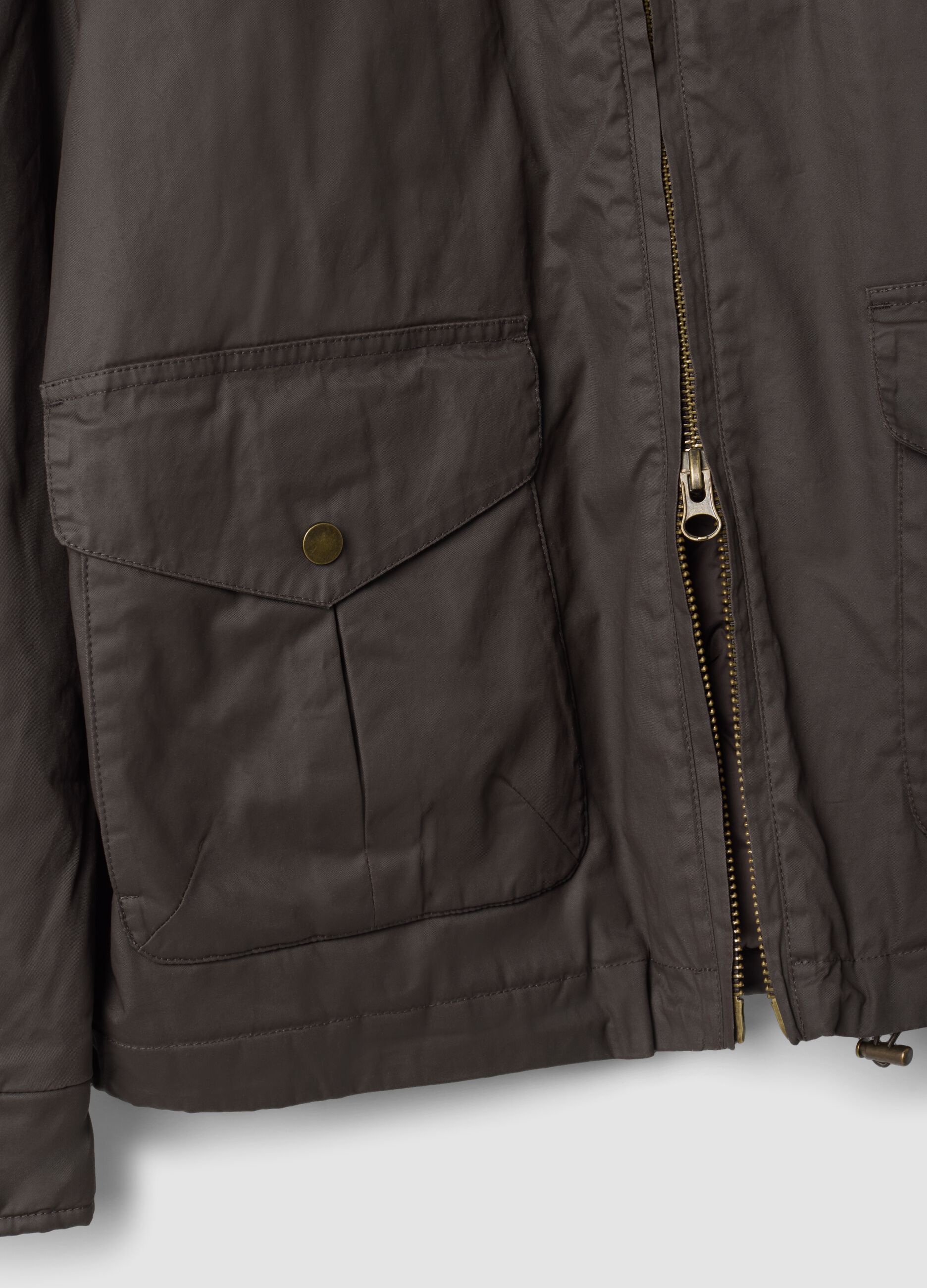 Brown pure cotton hooded jacket