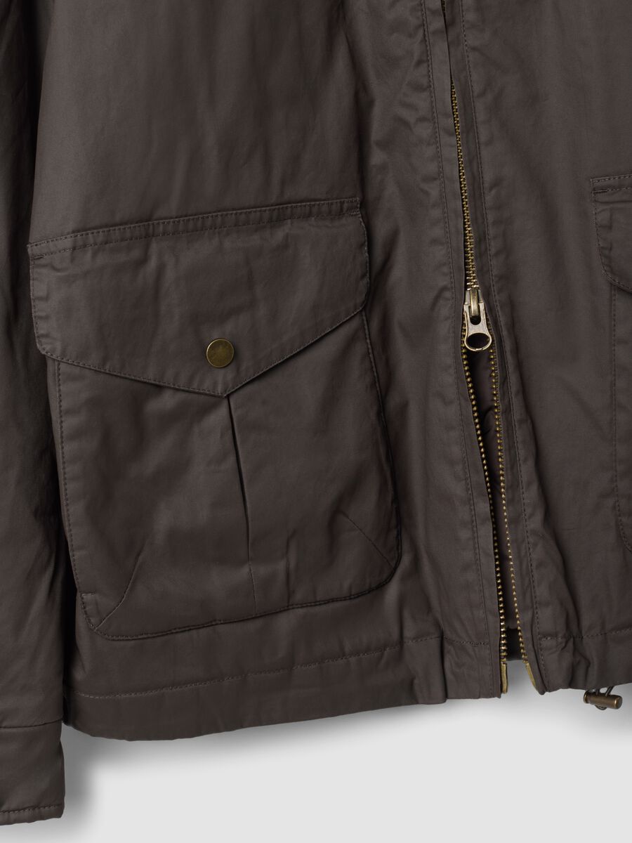 Brown pure cotton hooded jacket_1