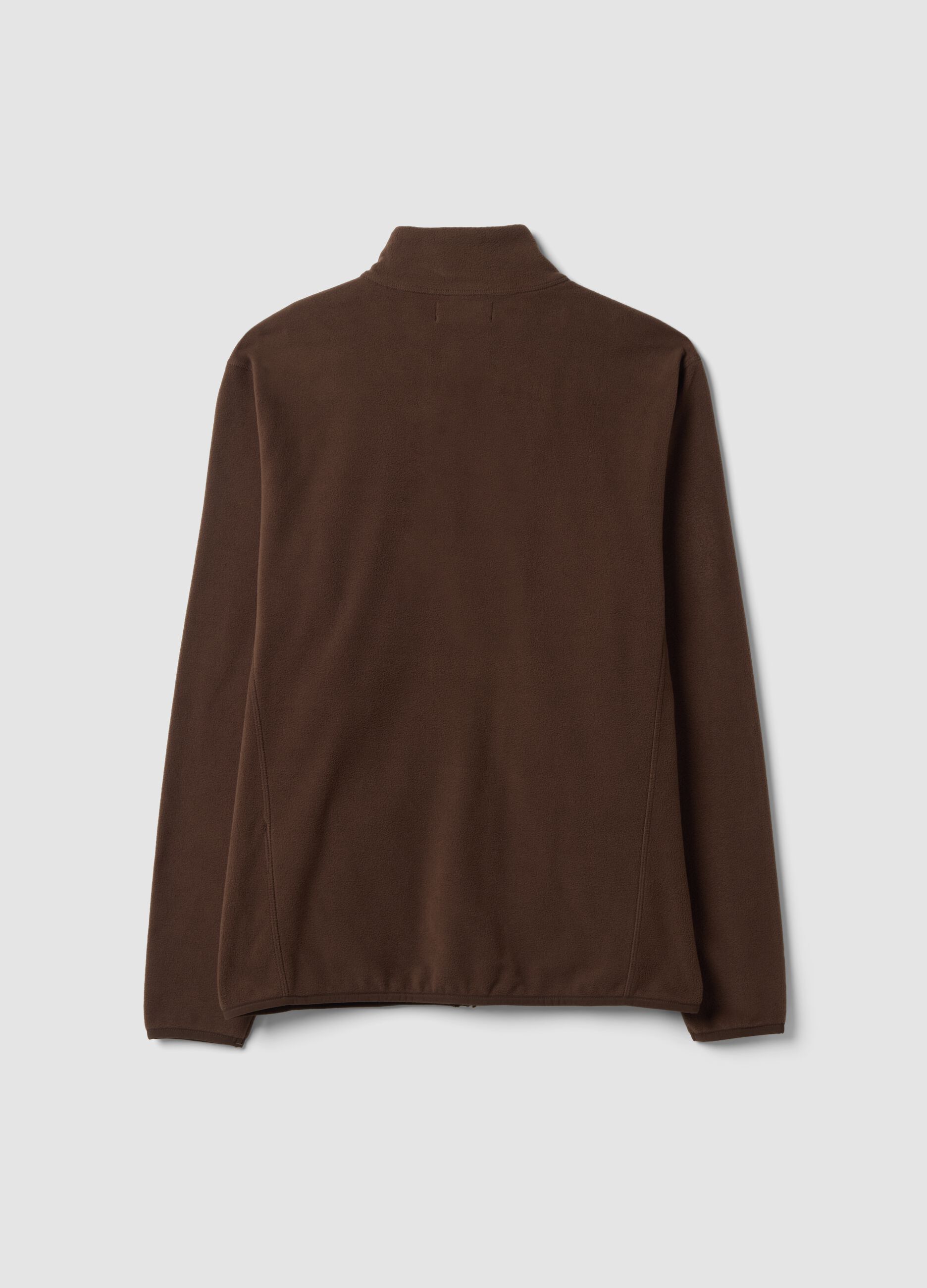 Felpa marrone con colletto e zip regular fit in pile