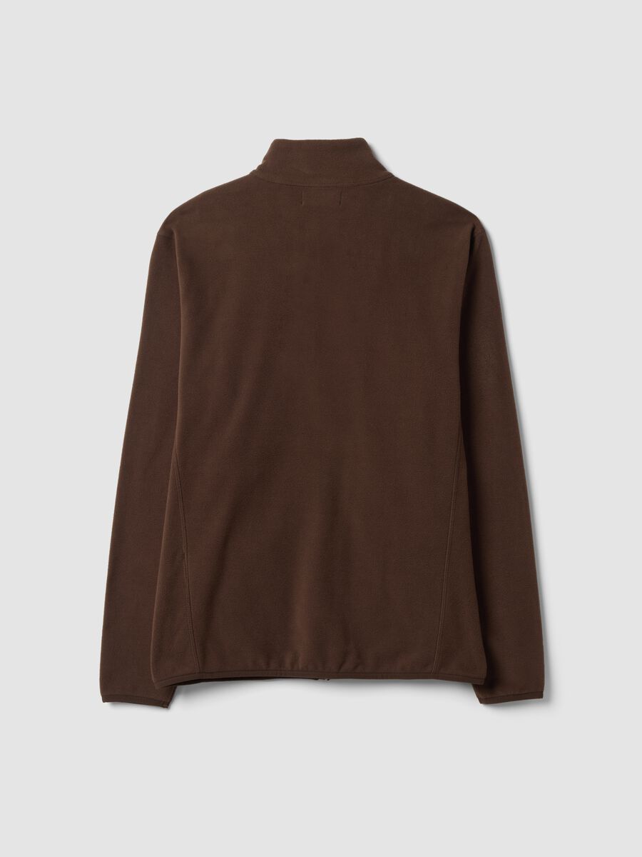 Brown fleece zip-up sweatshirt with collar, regular fit_2