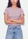 T-shirt crop viola in puro cotone a righe con stampa_3