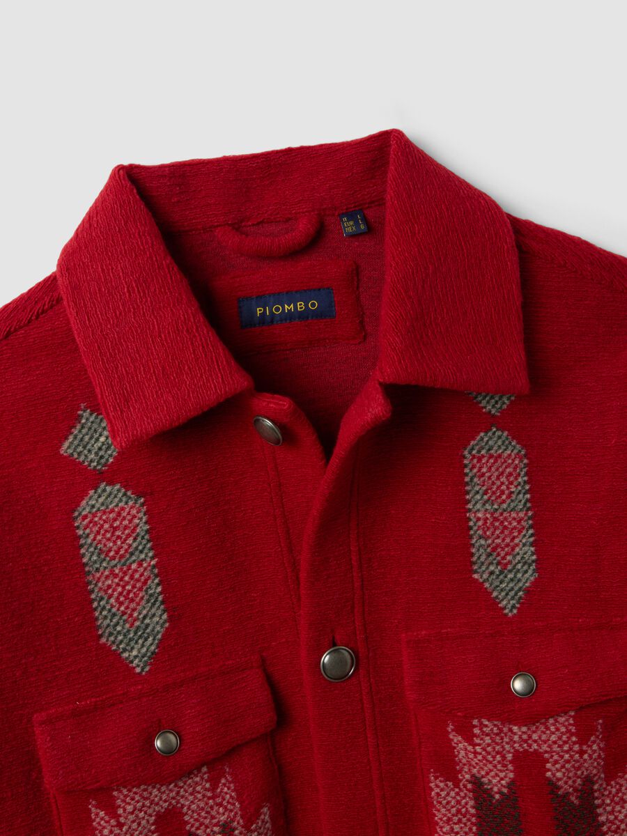 Red regular-fit jacquard shacket_5