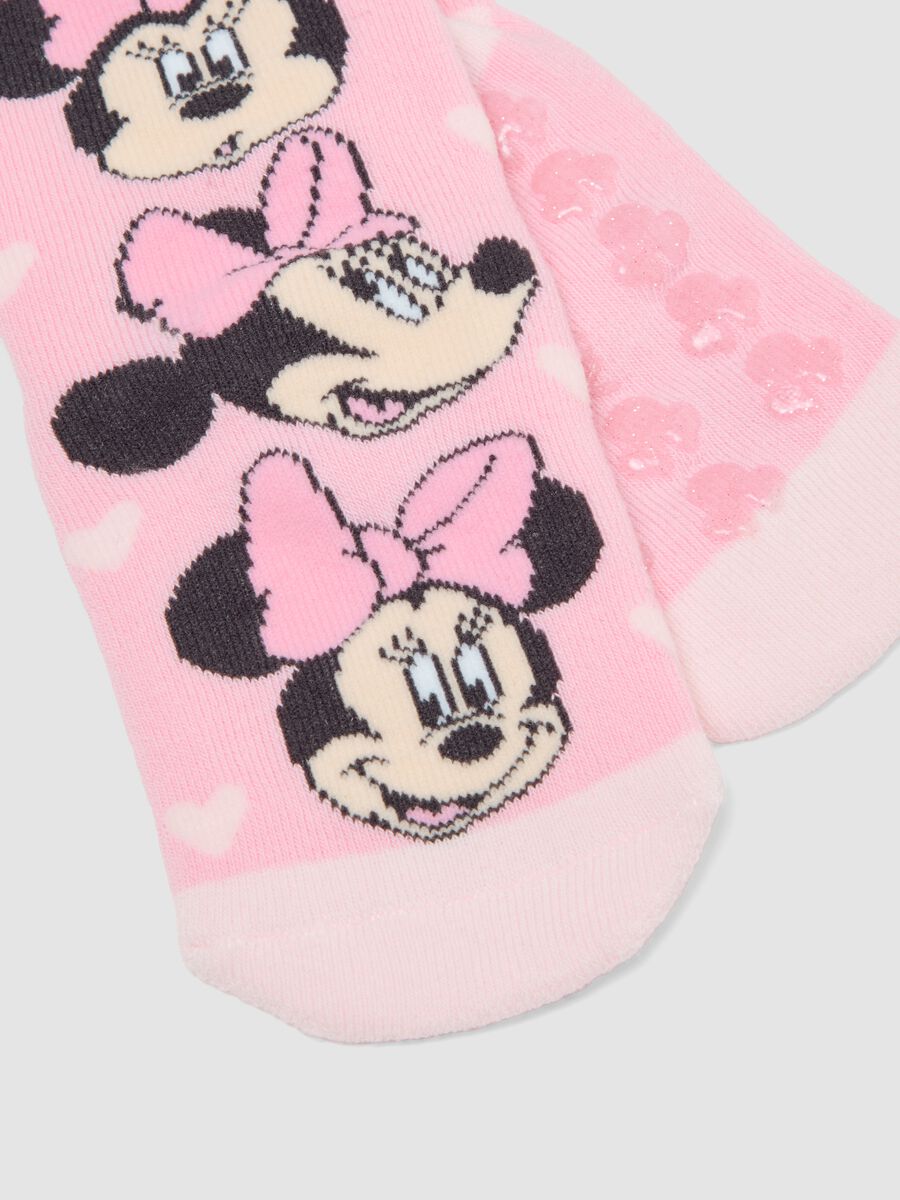 2-pack of pink non-slip socks in stretchy organic cotton with Minnie print_1