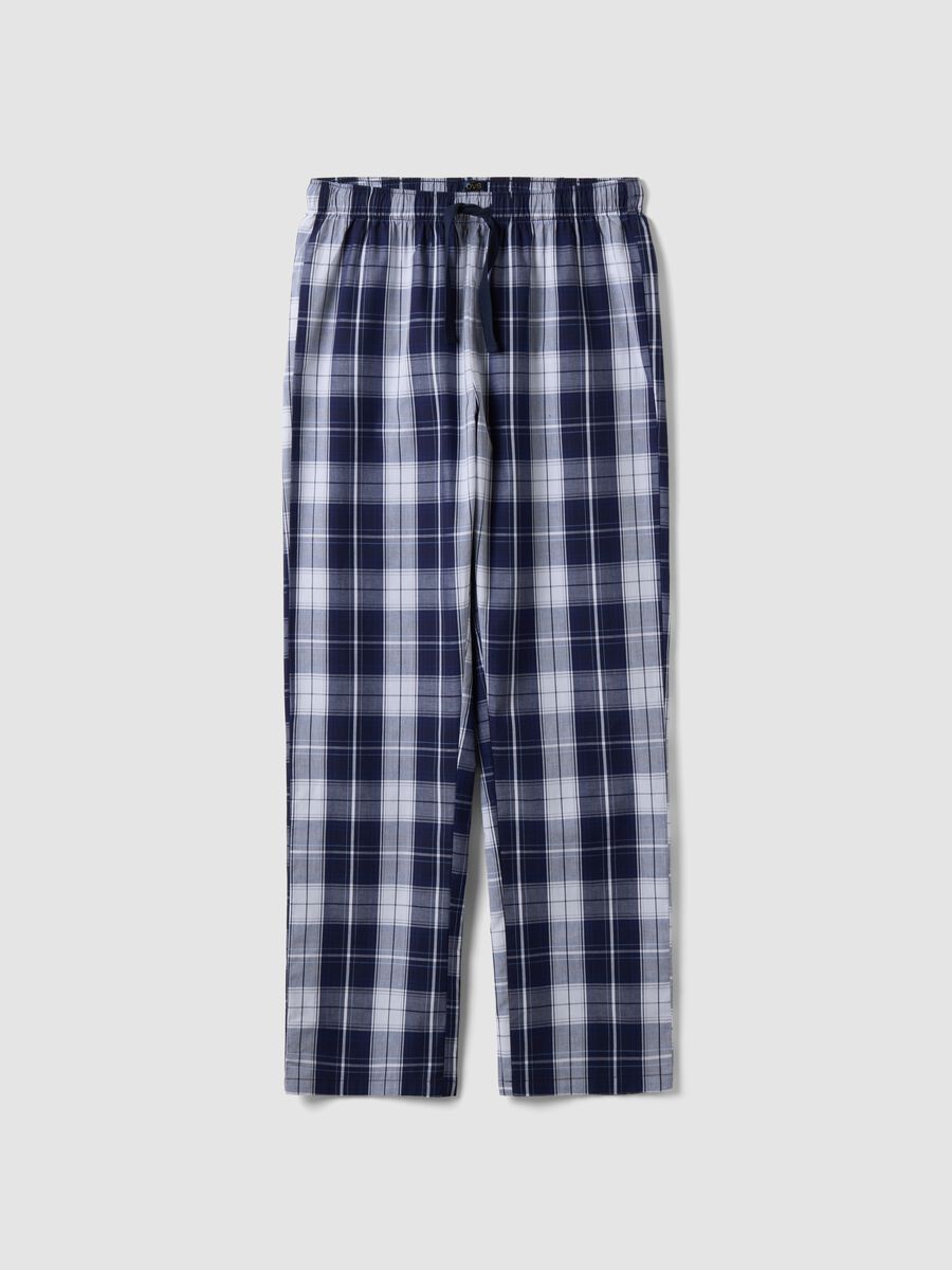 Men&rsquo;s blue organic cotton checked pyjama trousers_4