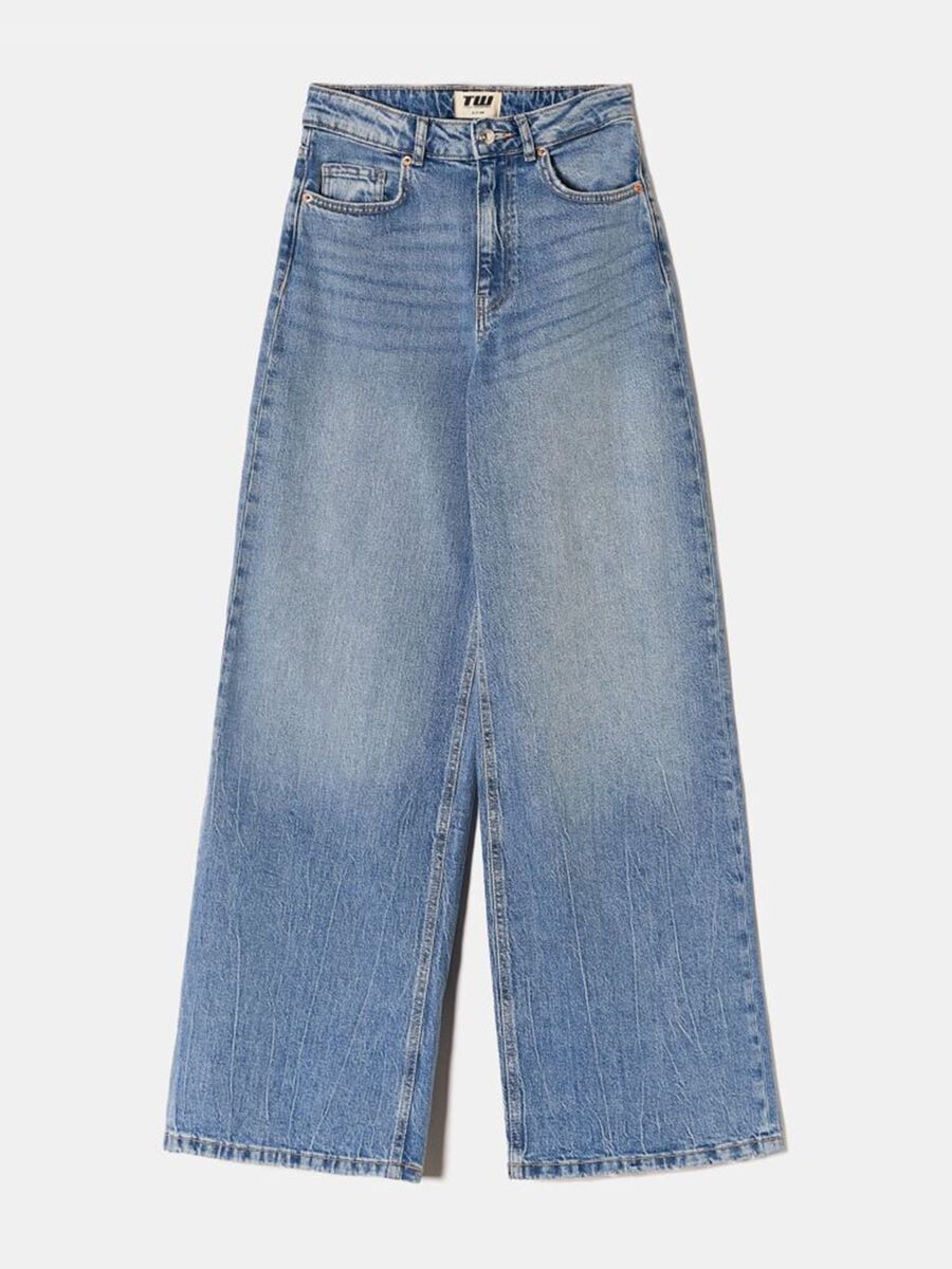 Regular Fit Blue Denim Cotton Trousers_0