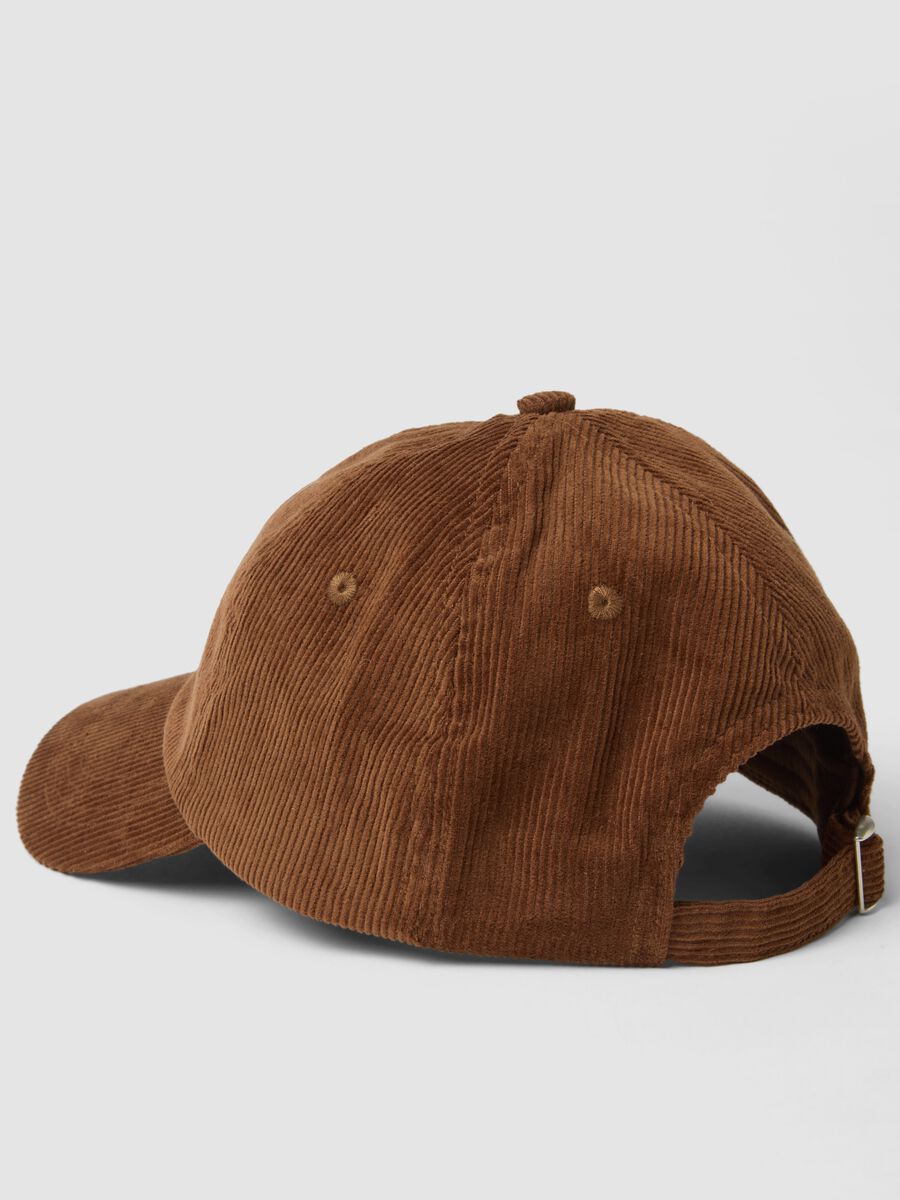 Brown ribbed pure cotton cap_1