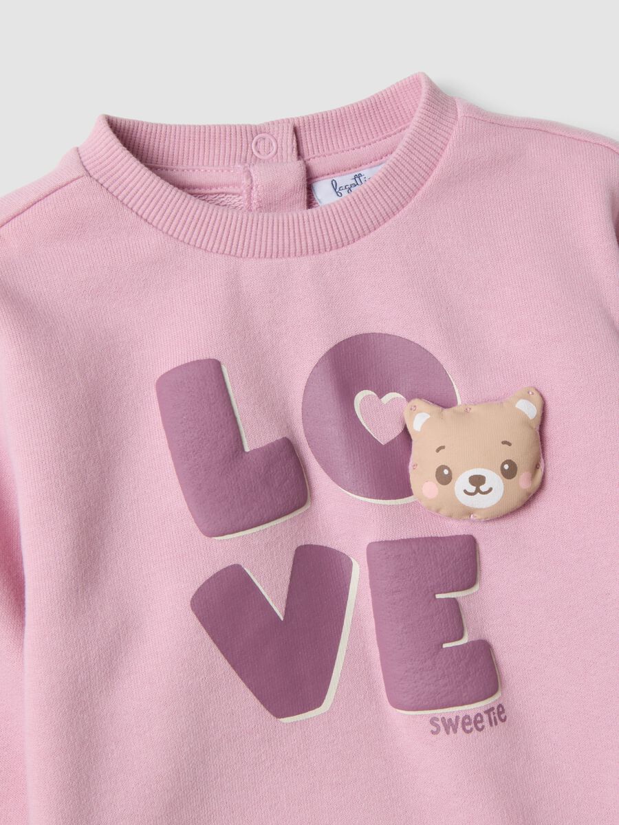 Pink pure cotton jogging set with "Love" slogan, oversized fit_2