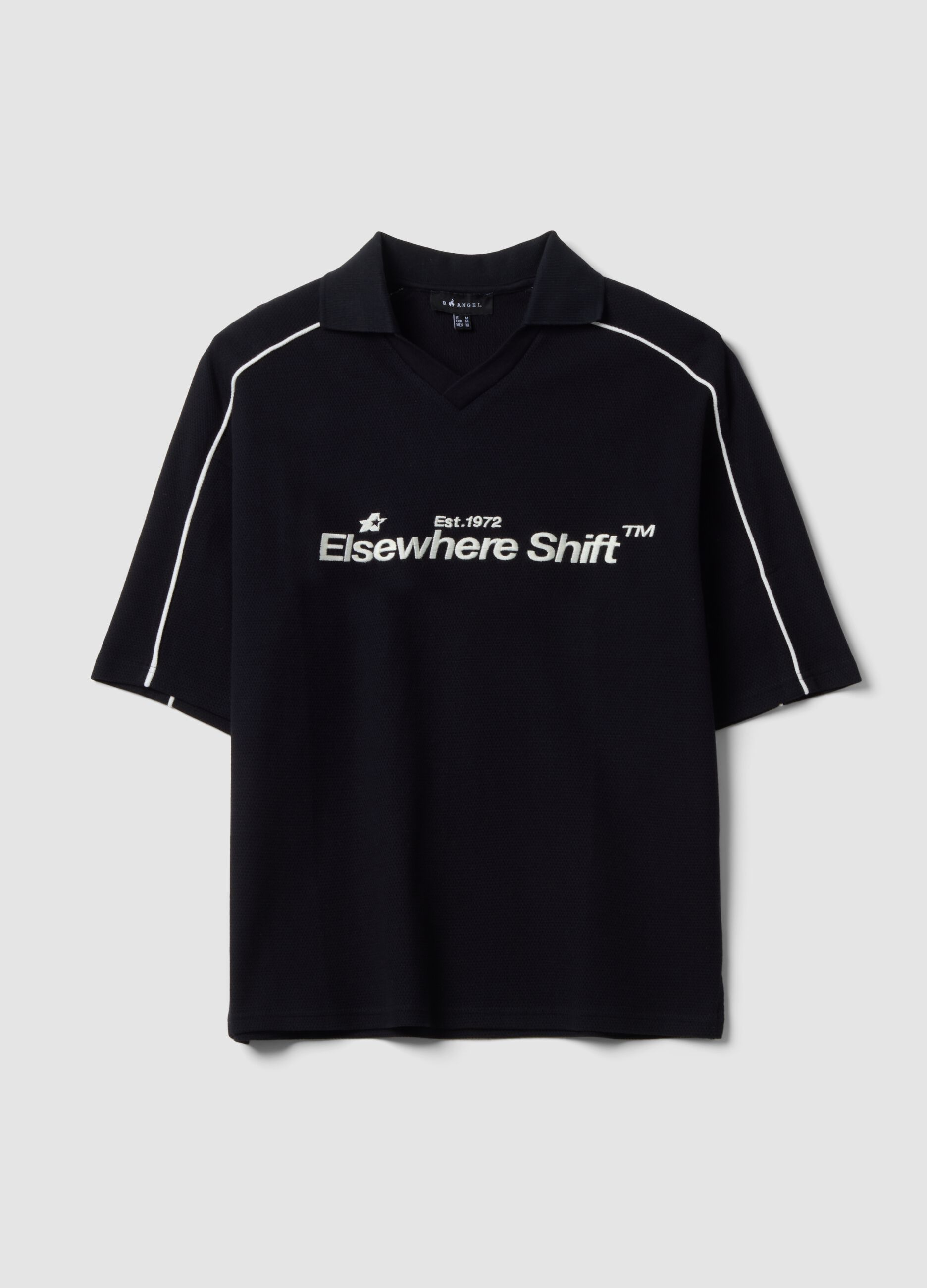 Black pure cotton oversized short-sleeve polo