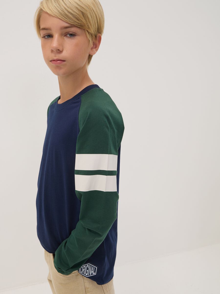Blue organic cotton crew-neck T-shirt_1