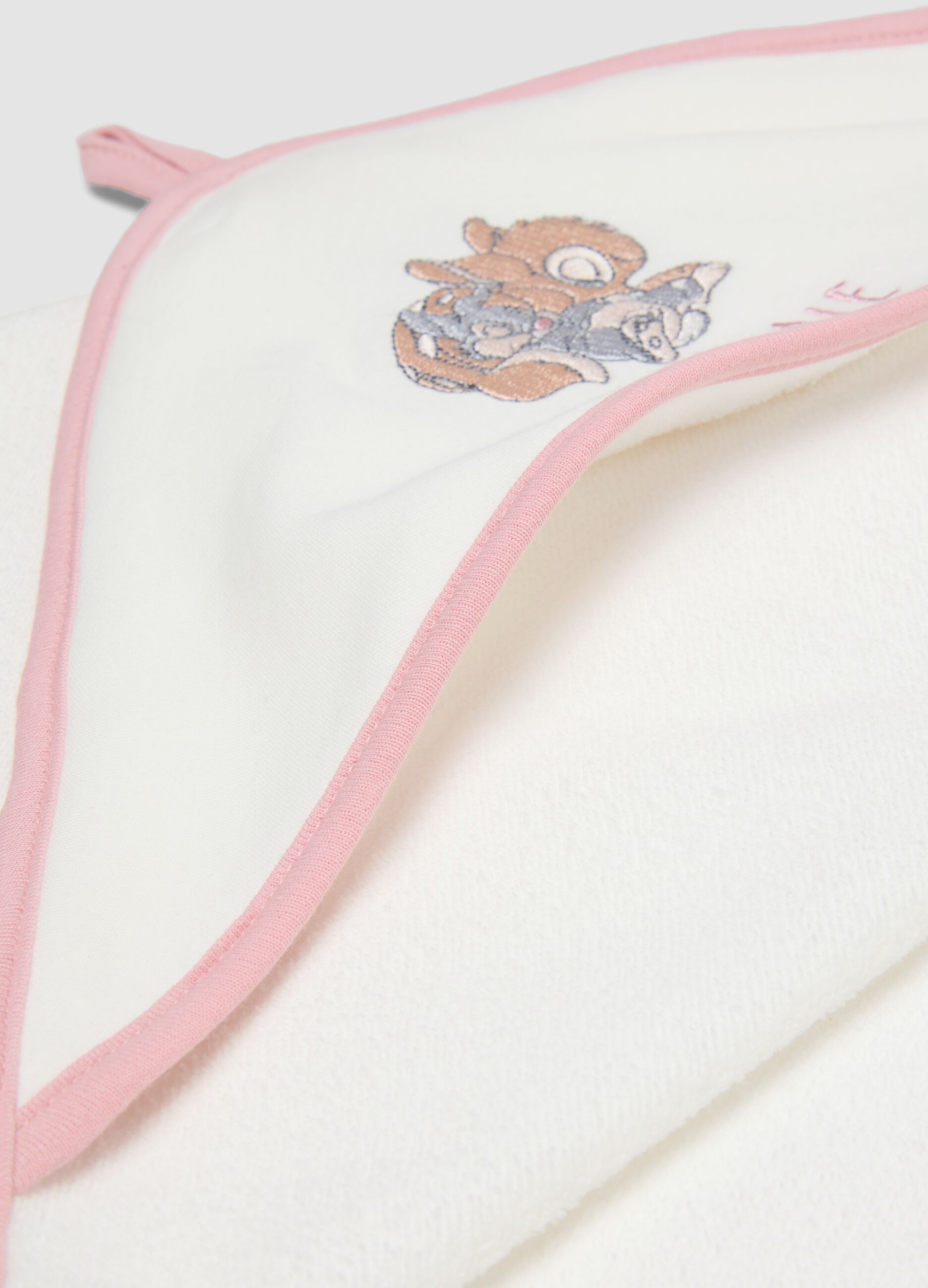 Accappatoio bianco in misto cotone organico con cappuccio e stampa Disney