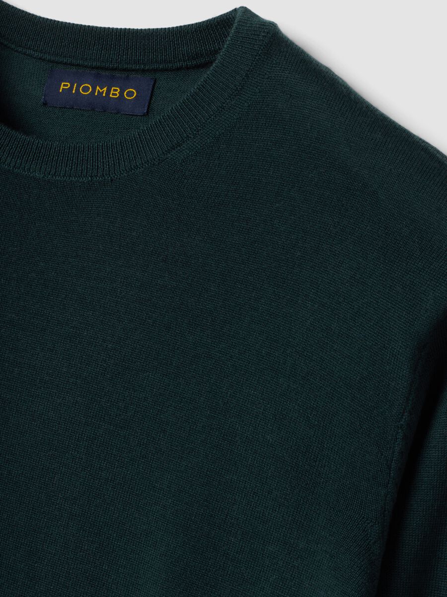 Green pure merino wool crew-neck jumper, regular fit_5