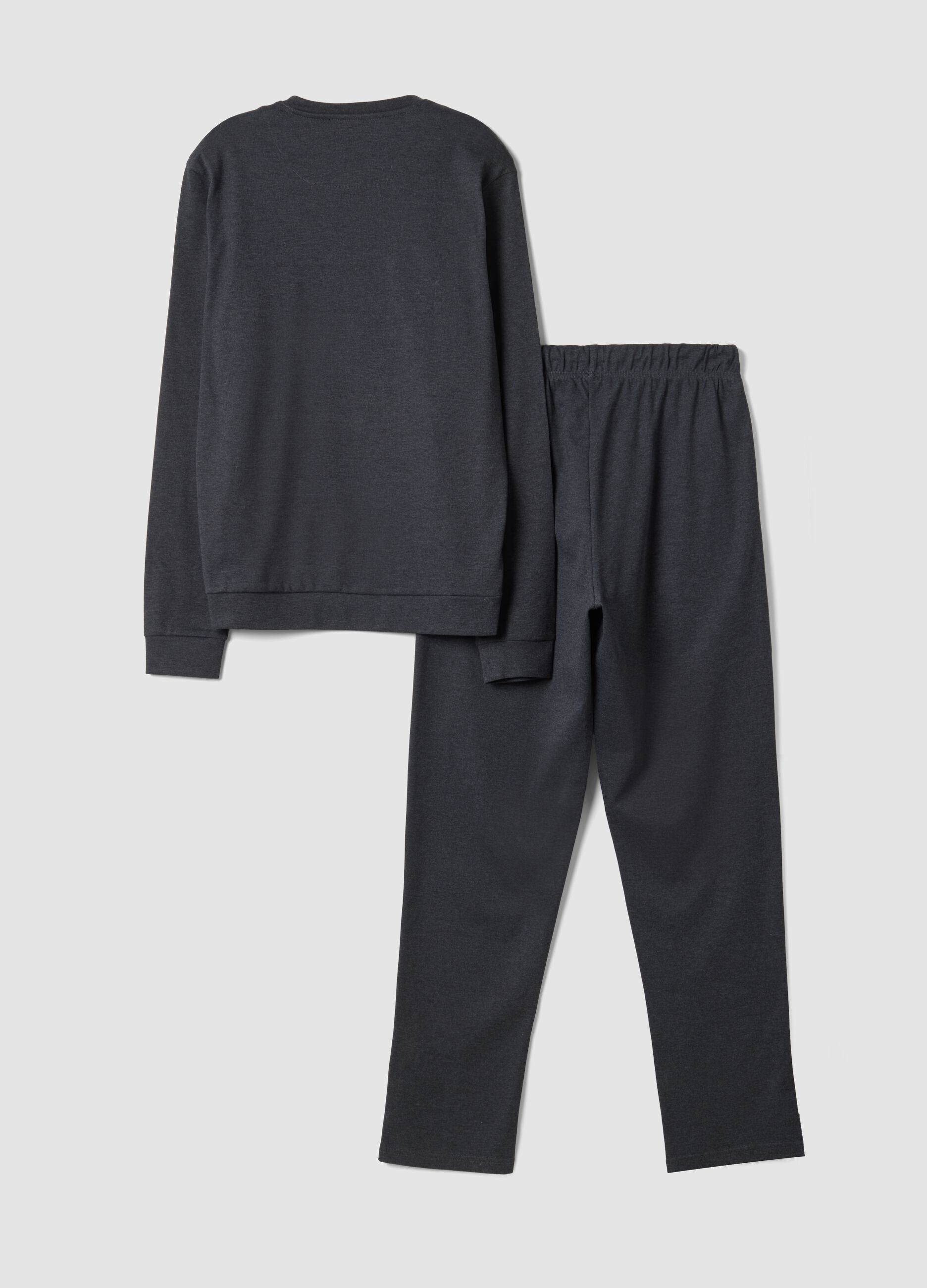 Grey organic cotton pyjamas with Henley neckline