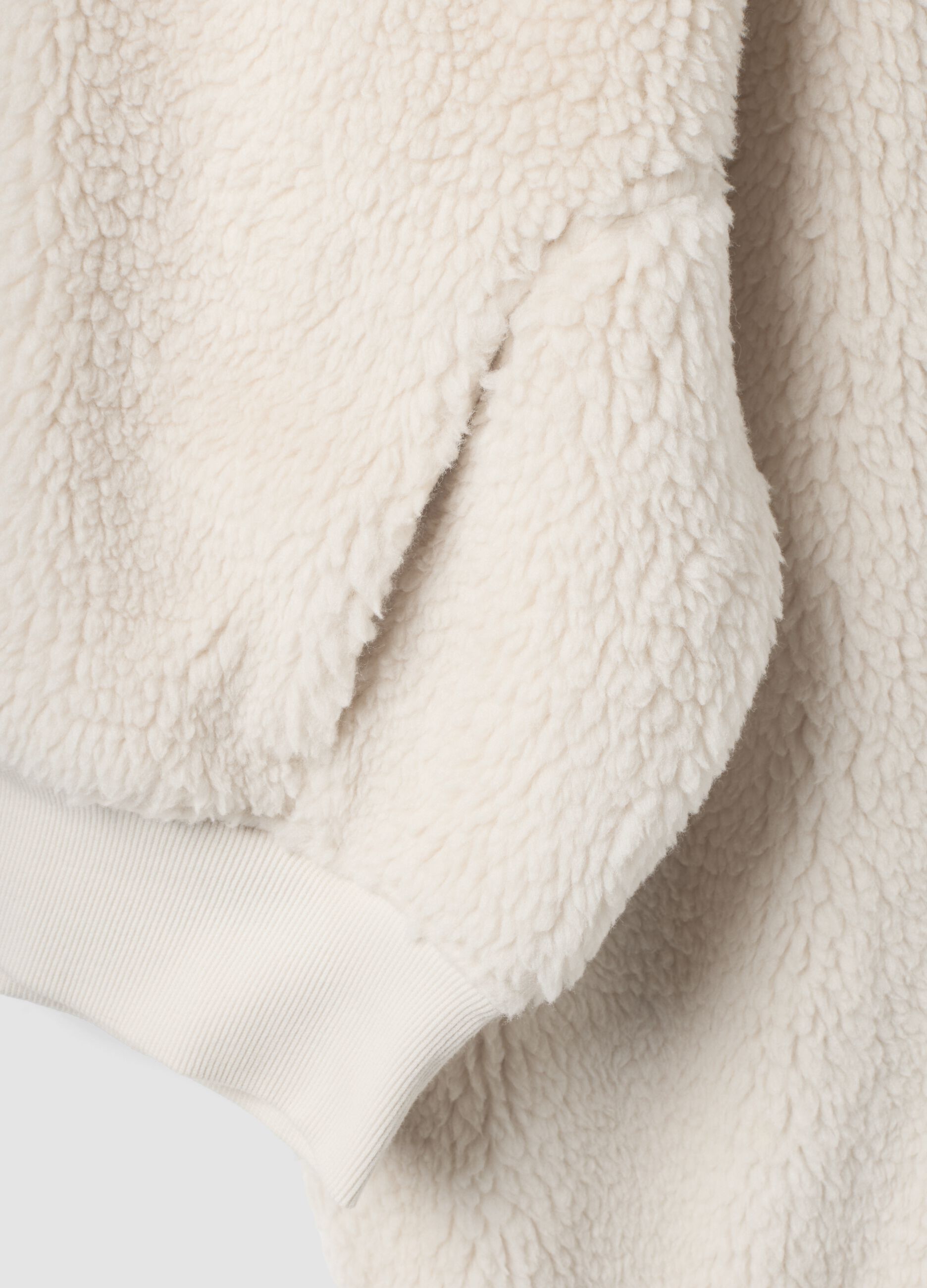 White full-zip teddy-effect hooded sweatshirt ALTAVIA STUDIO