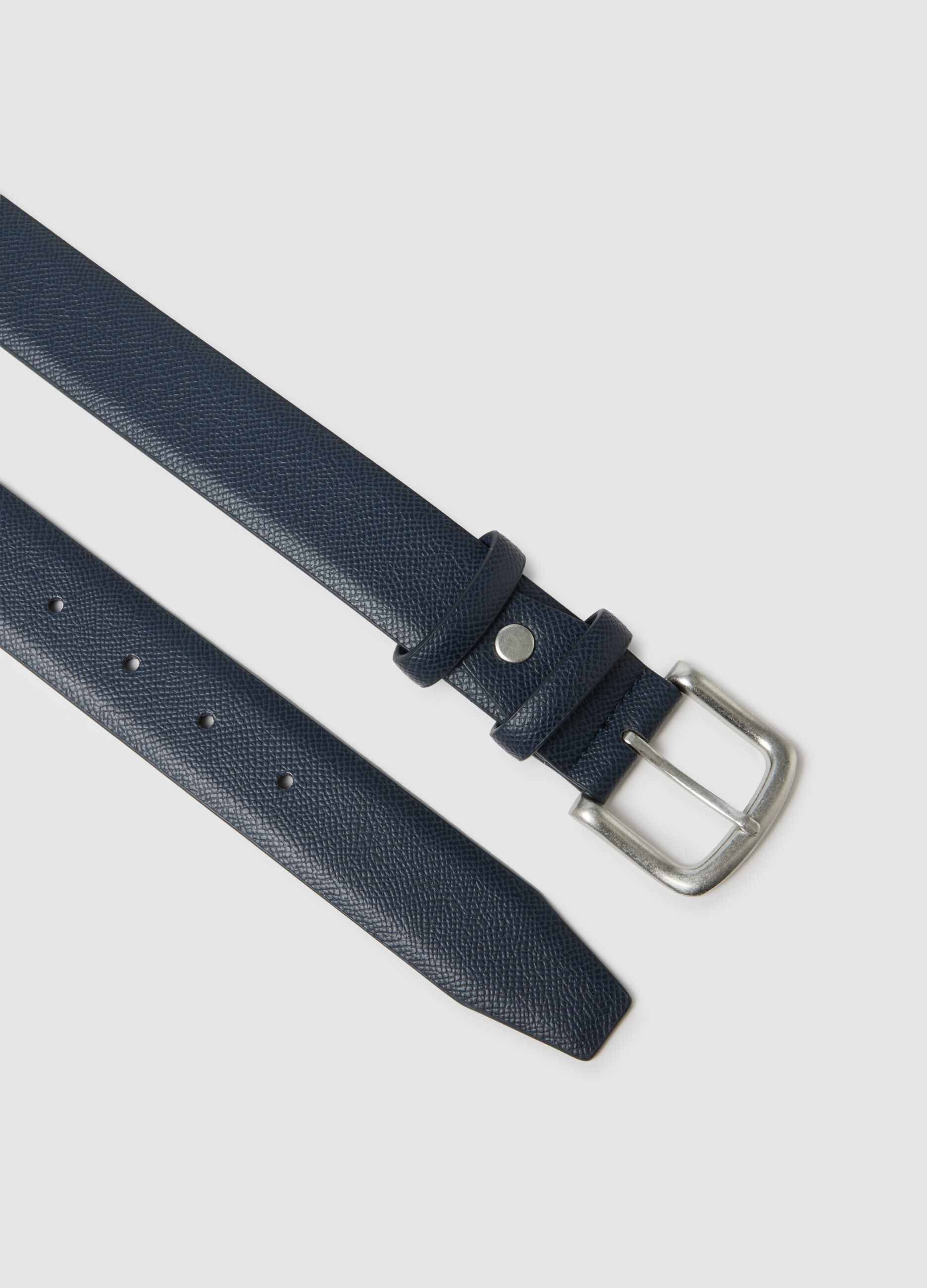 Blue belt with metal buckle