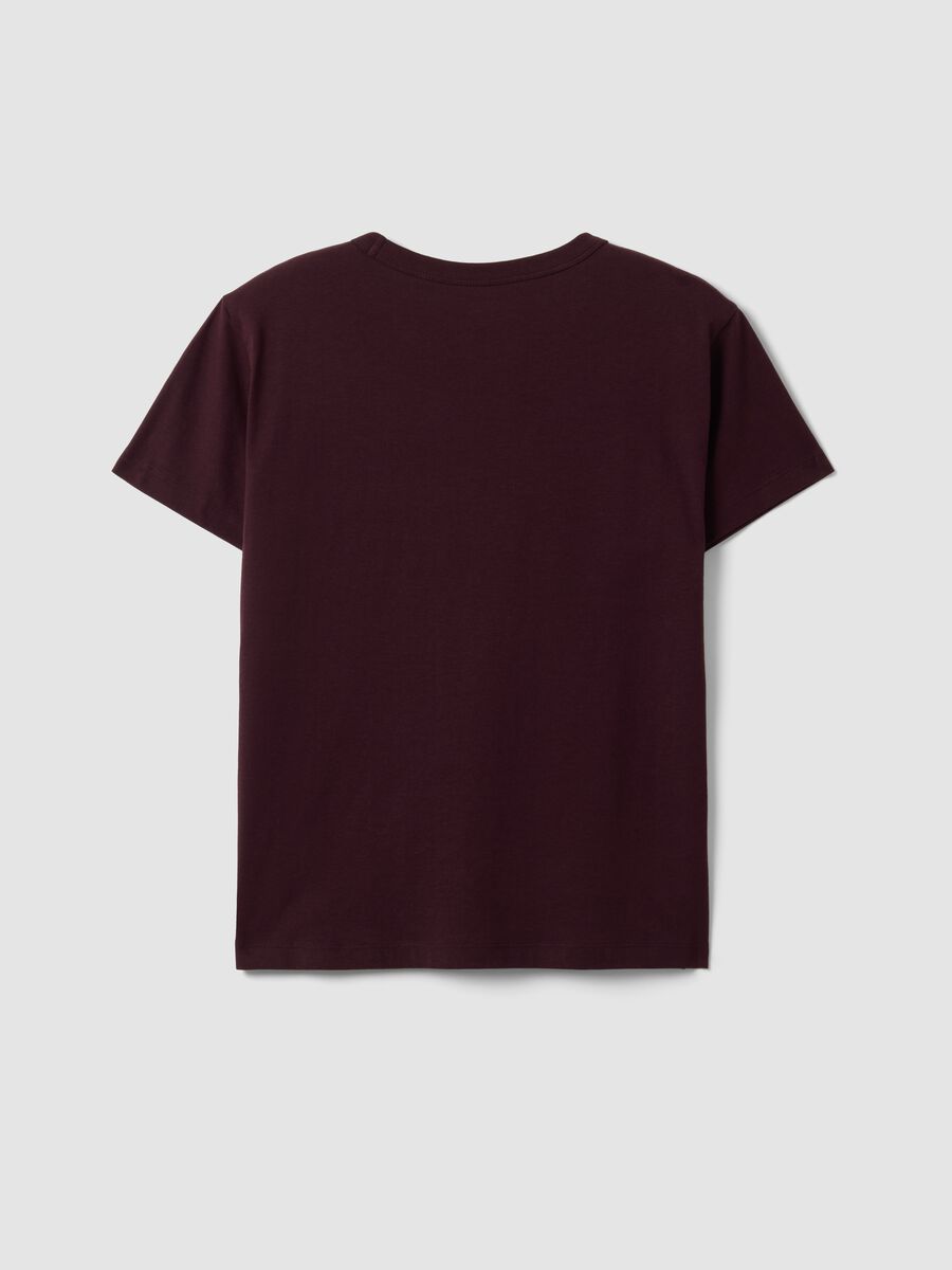 Red pure cotton T-shirt with front slogan, regular fit_6