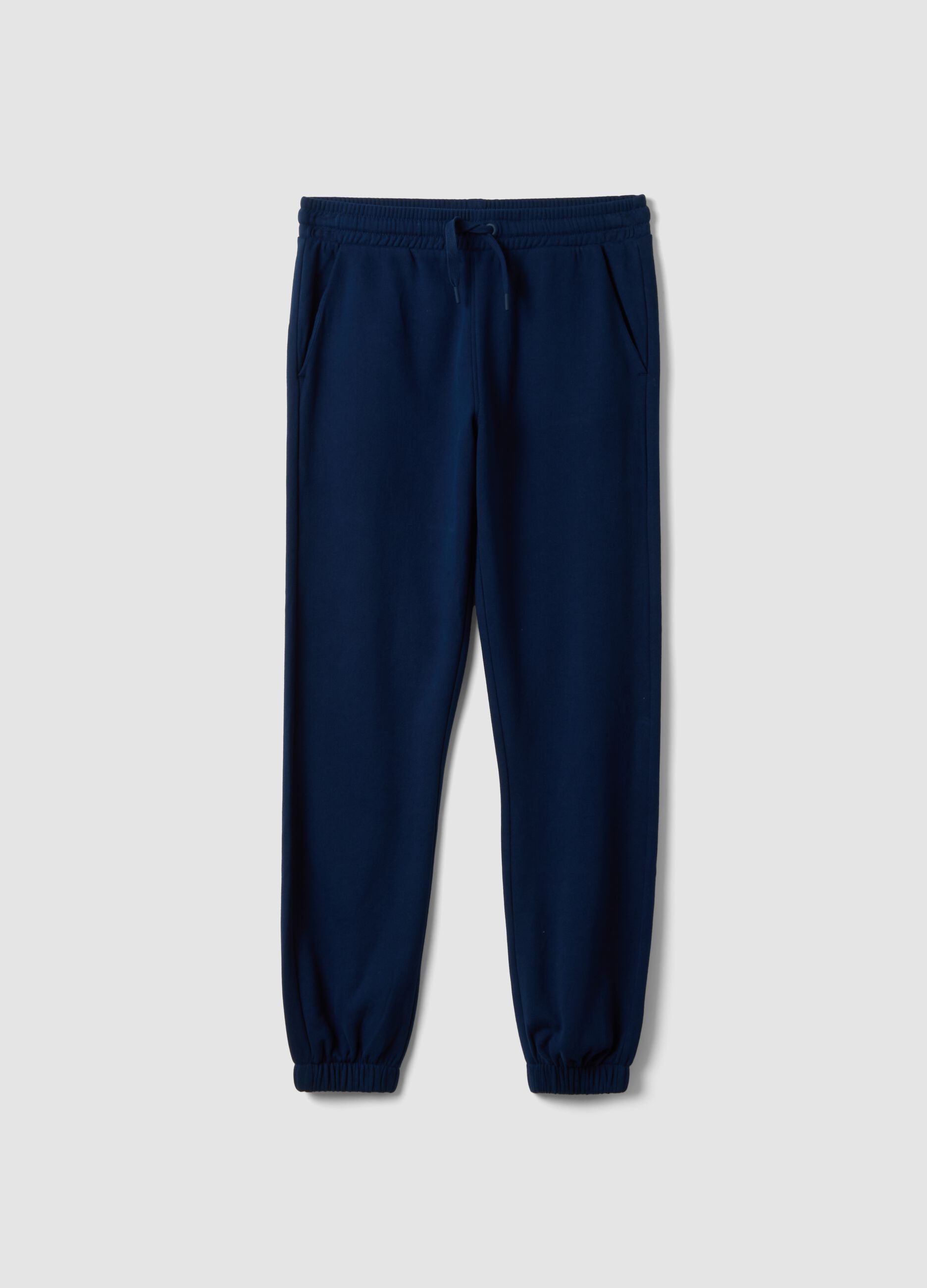 Pantaloni jogger blu in misto cotone organico e viscosa