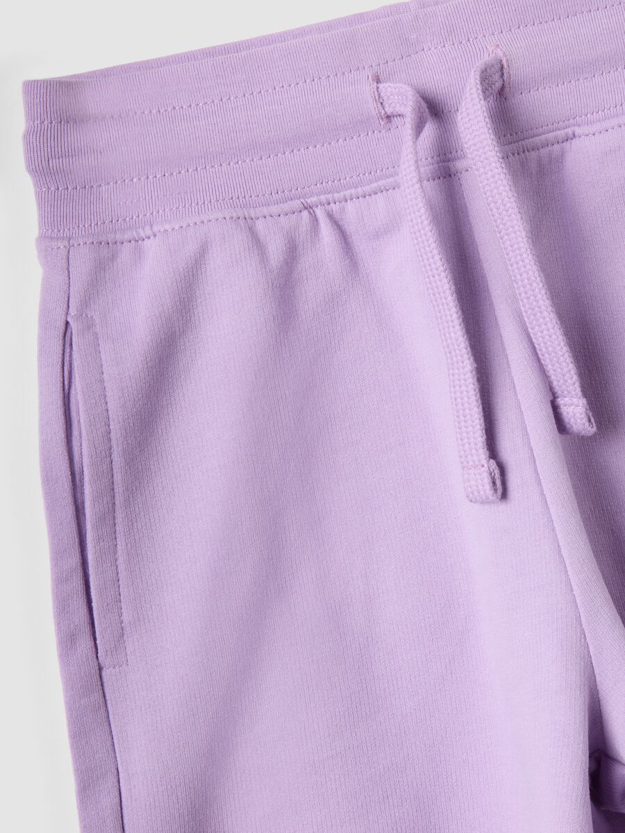 White and purple pure cotton jogging set for girls, regular fit_3