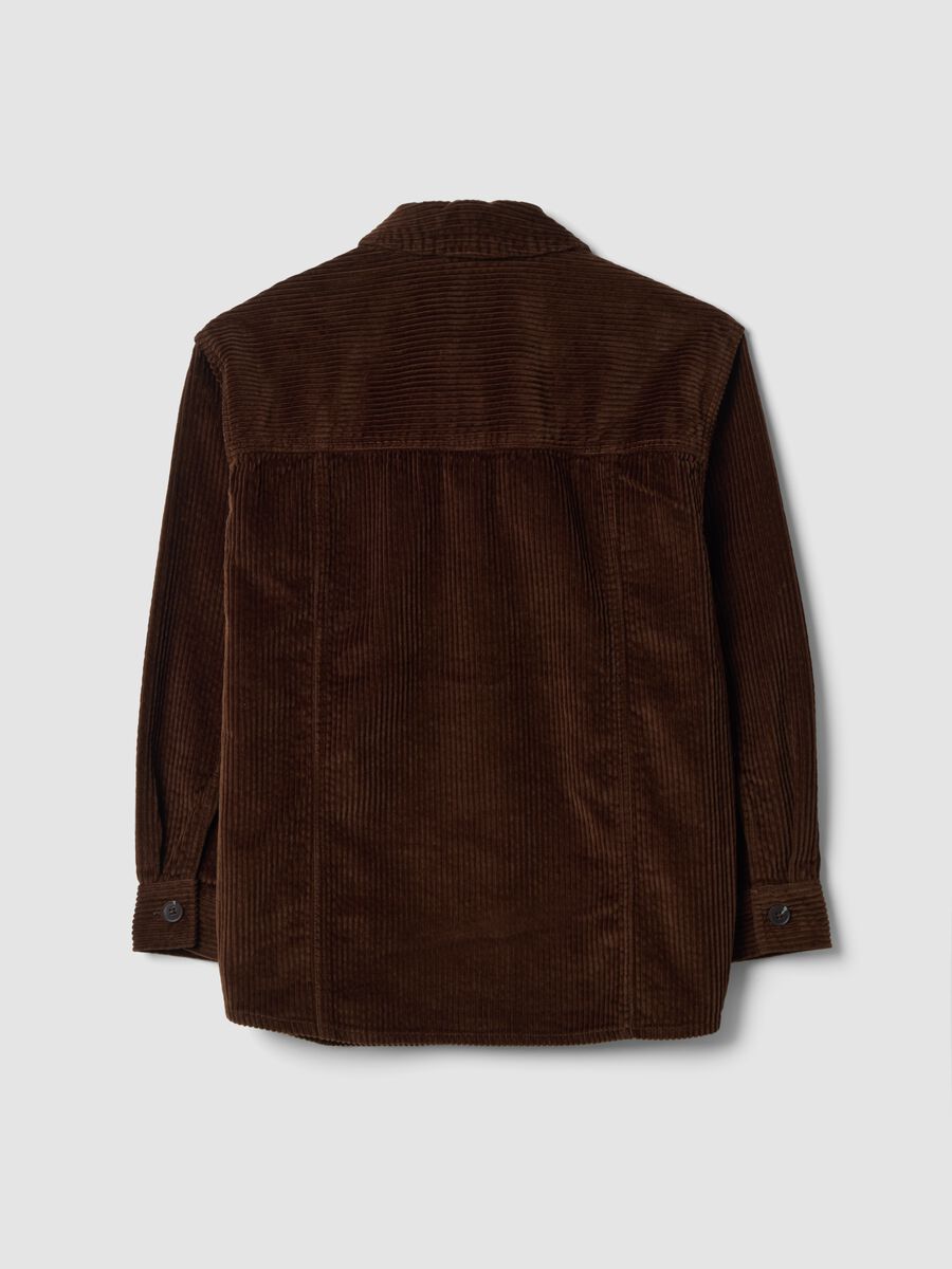 Dark brown pure cotton ribbed shirt_2