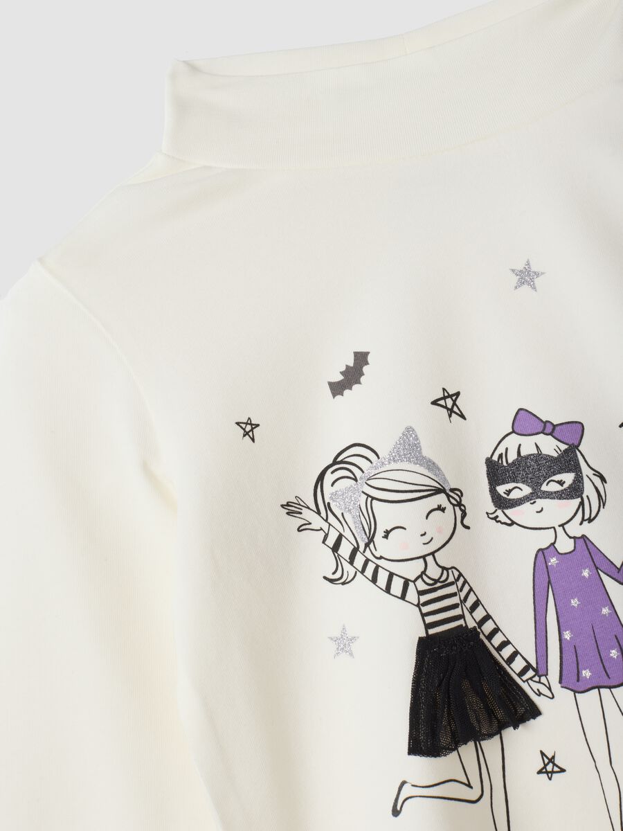 White stretch cotton T-shirt with high neck_2