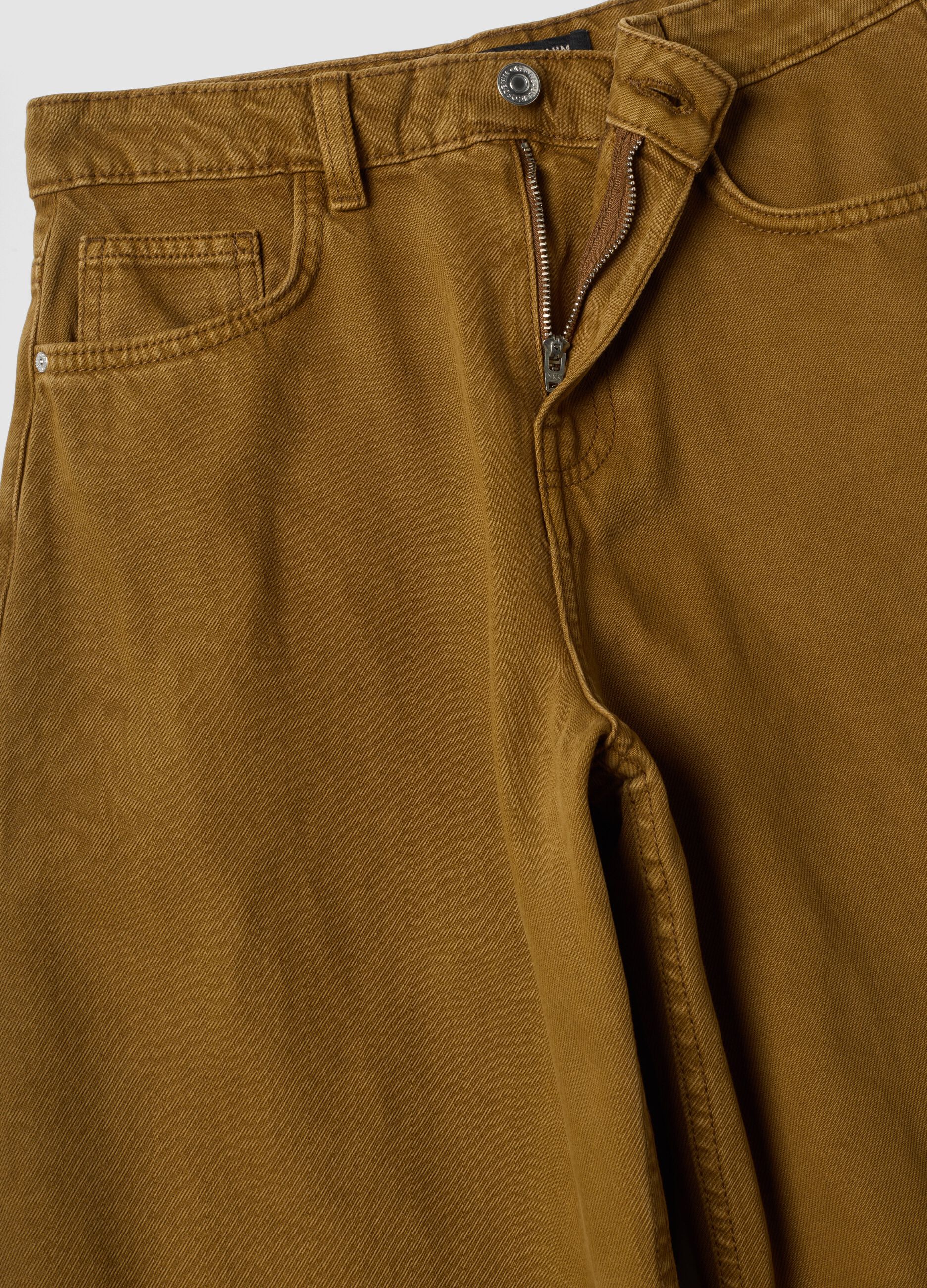 Brown pure cotton barrel-fit jeans