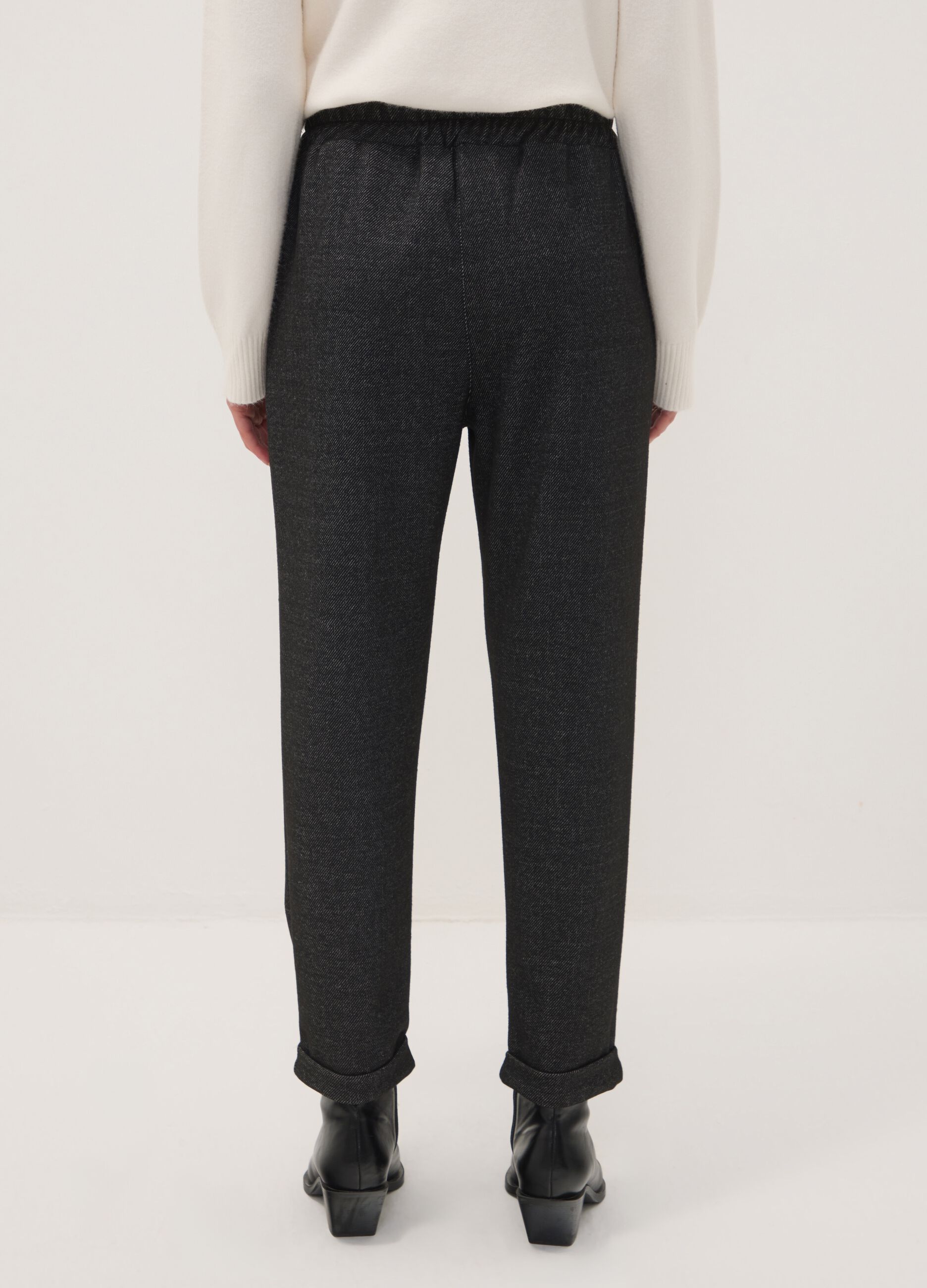 Grey regular-fit formal trousers in stretch viscose