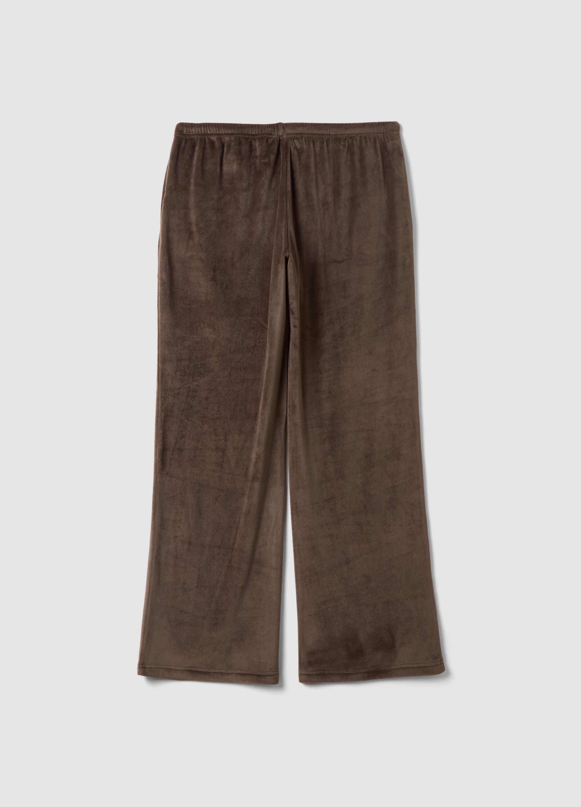 Brown chenille stretch pyjama trousers with regular fit