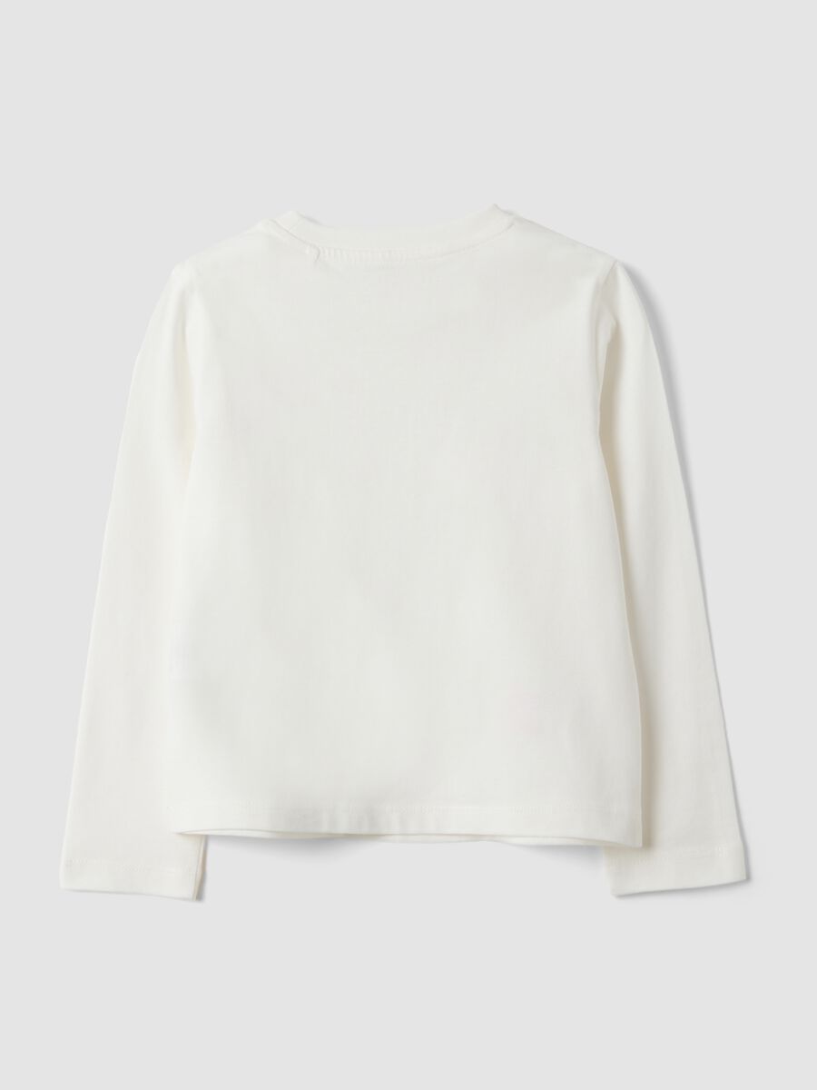 White pure organic cotton T-shirt with star print for girls_1