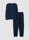 Pigiama blu in puro cotone con scollo serafino_5