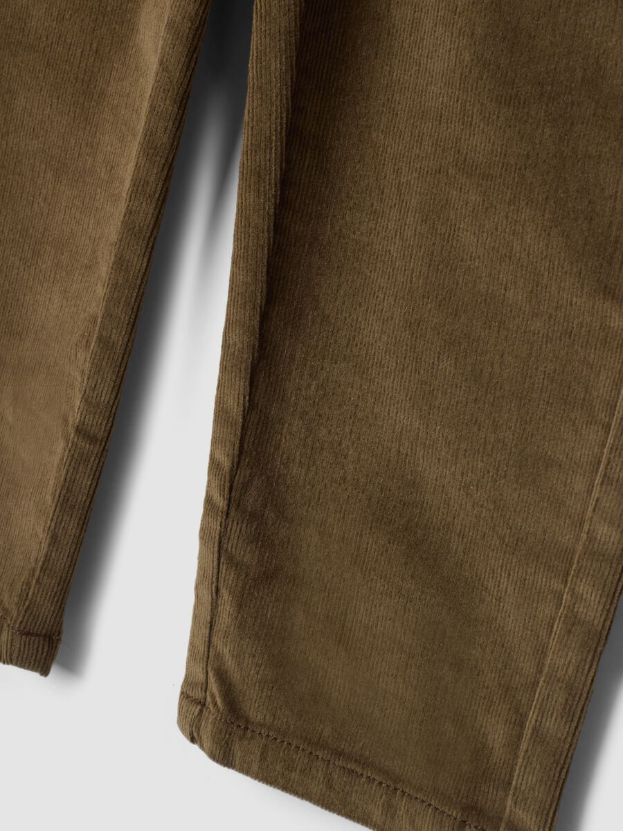 Brown ribbed stretch cotton trousers_3