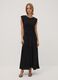 Long black stretch dress with crew neck_1