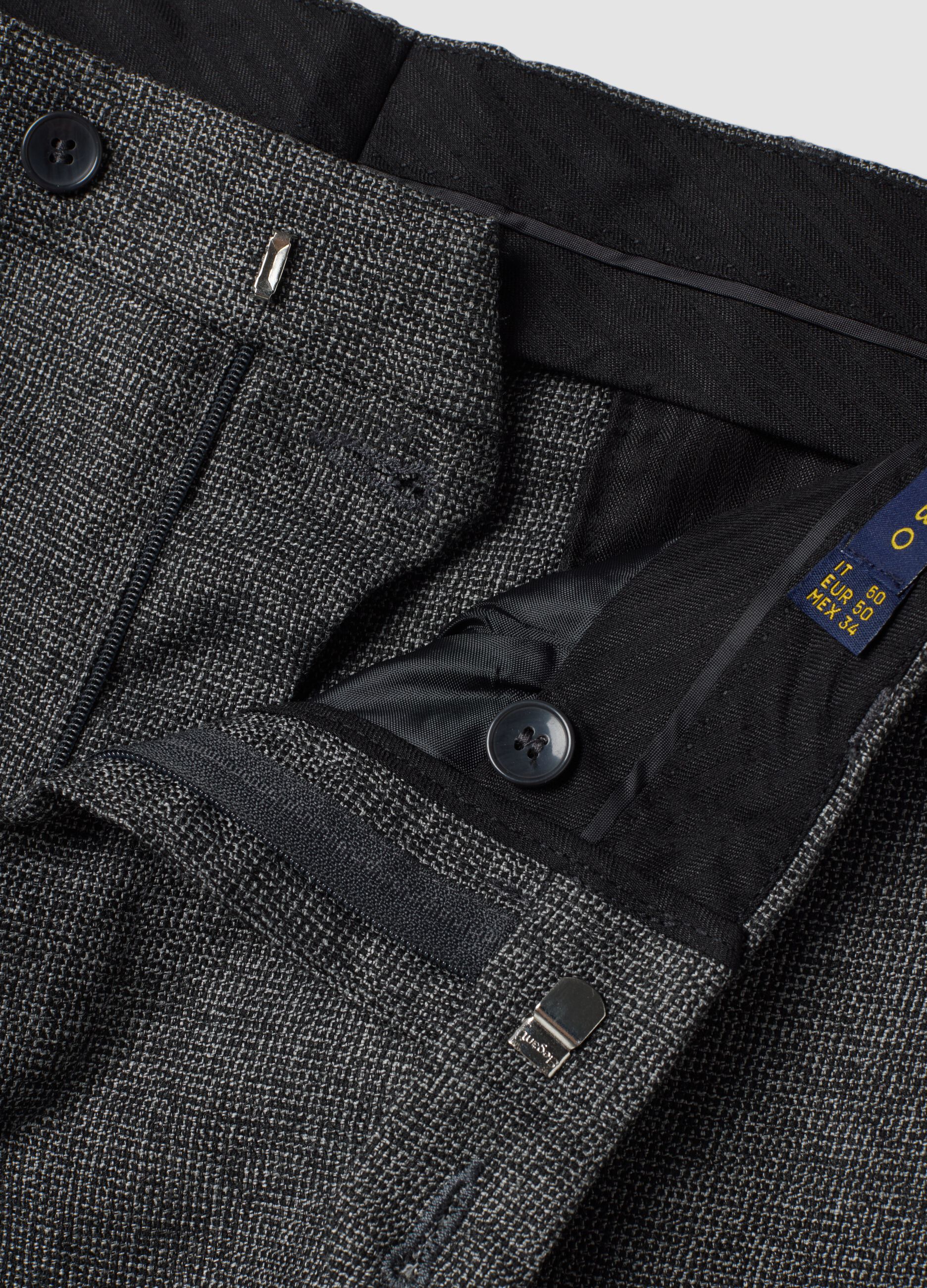 Grey slim-fit formal trousers in stretch viscose