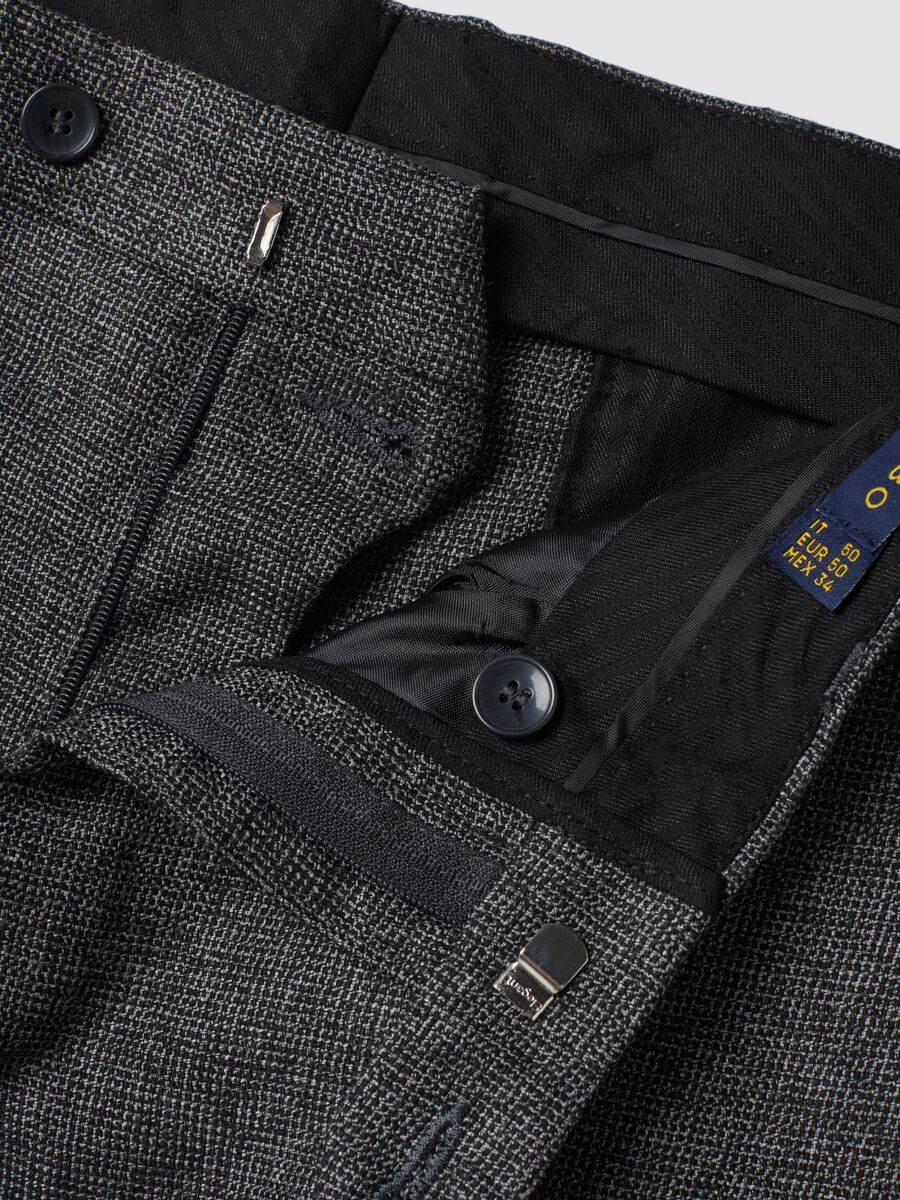 Grey slim-fit formal trousers in stretch viscose_1