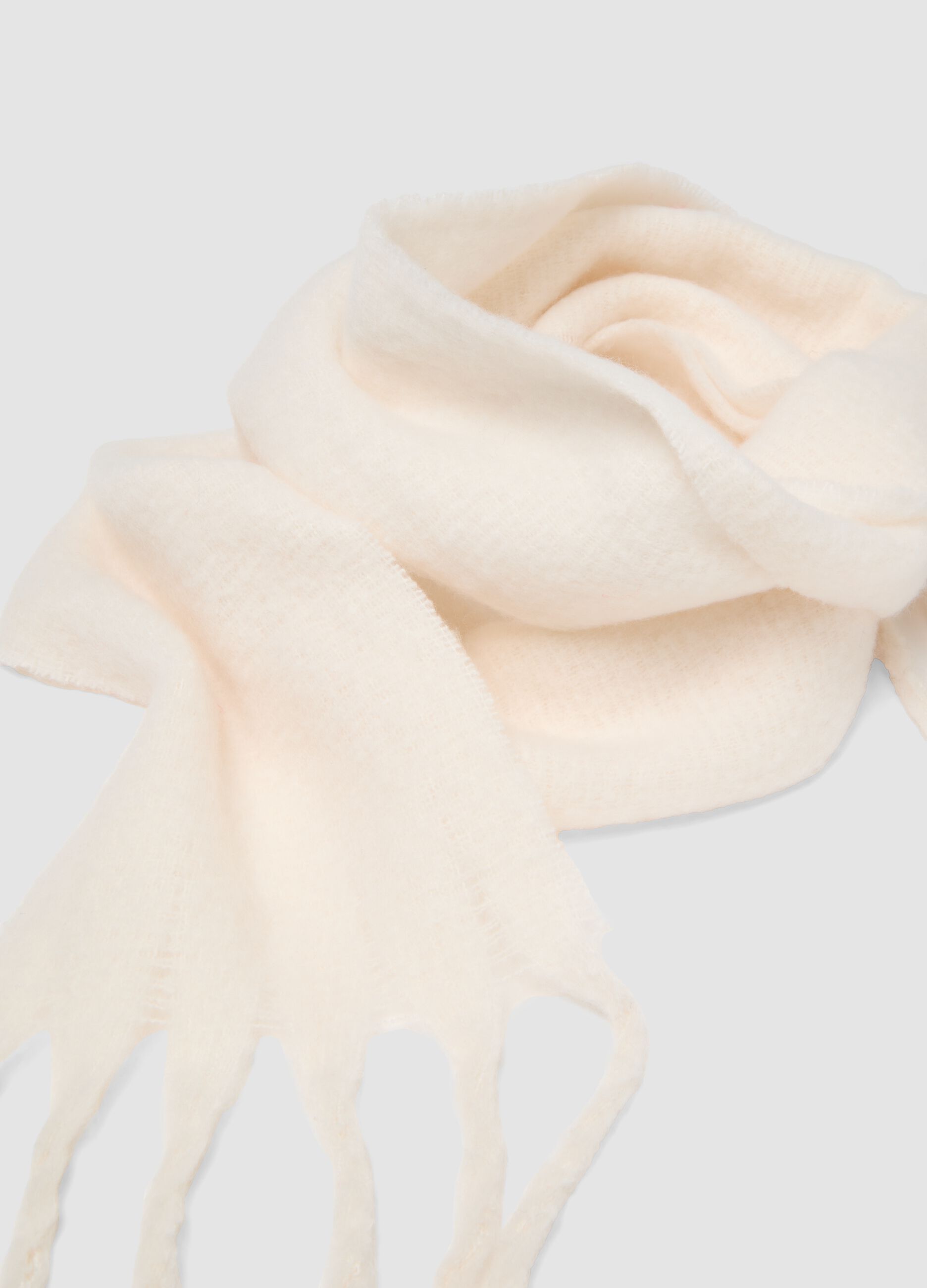 Soft White Scarf with Fringes