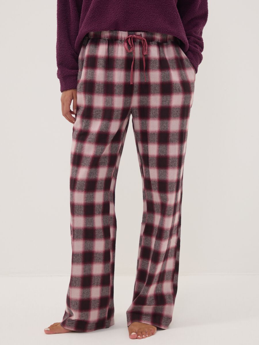 Multicolour checked organic cotton pyjama bottoms_1