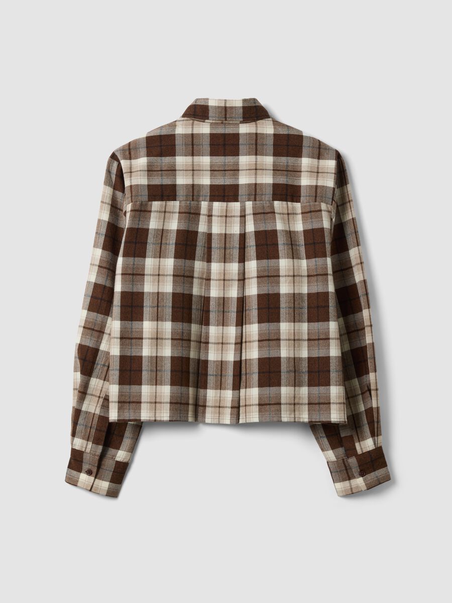 Camicia marrone a quadri in flanella di puro cotone regular fit_6