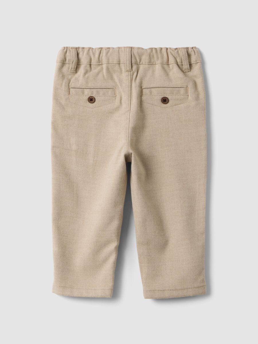 Beige regular-fit stretch viscose trousers_1